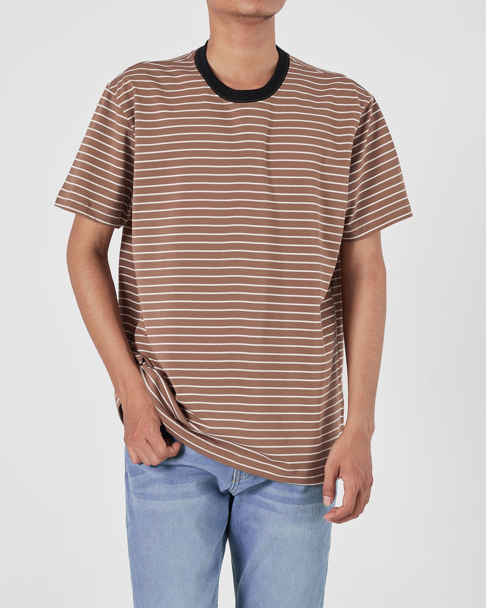 ARM AX Men Sriped Brown T-Shirt 14.90