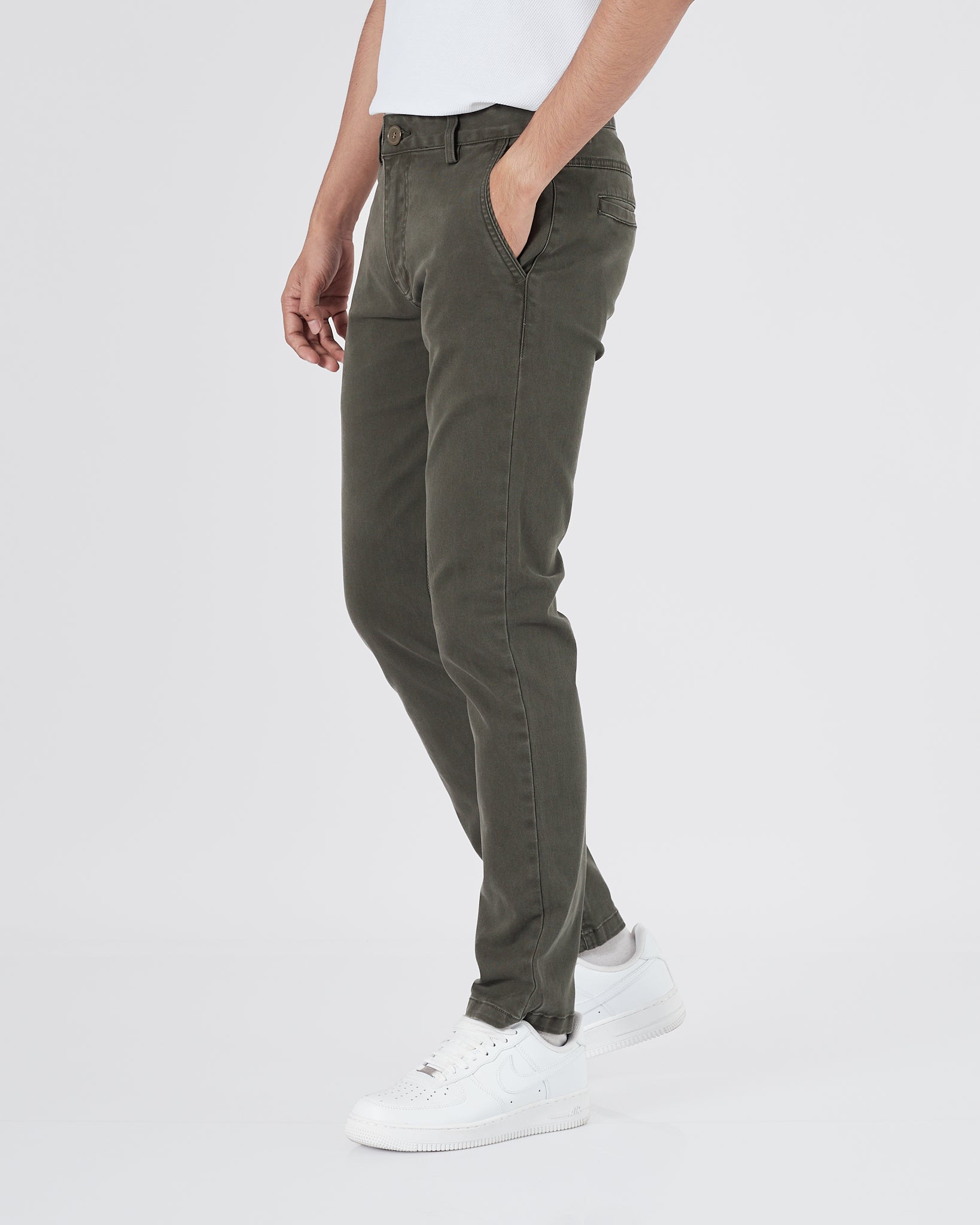 HUG Straight Fit Men Dark Green Khaki Pants 25.90