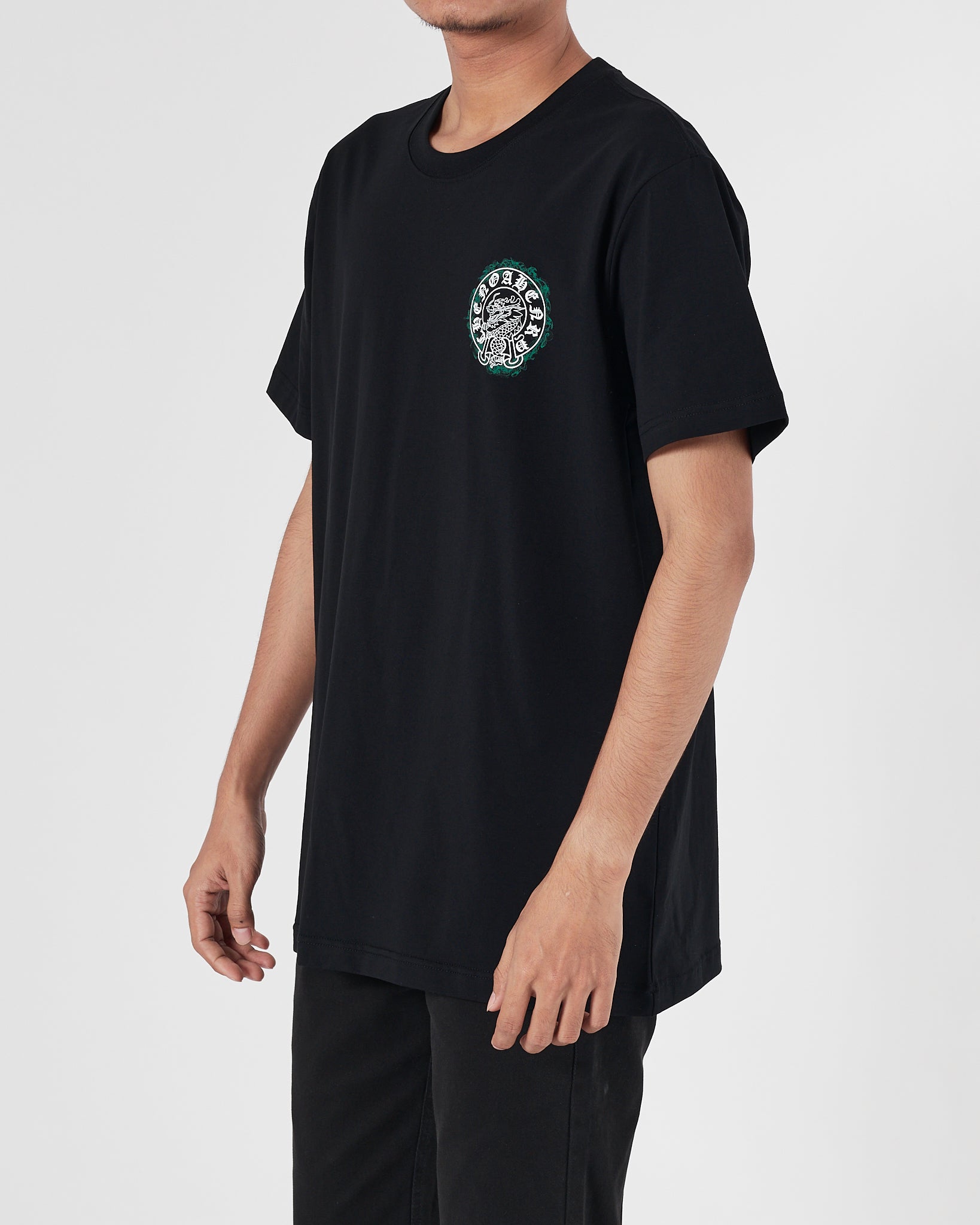 CH Front Back Dragon Printed Men Black T-Shirt 15.90