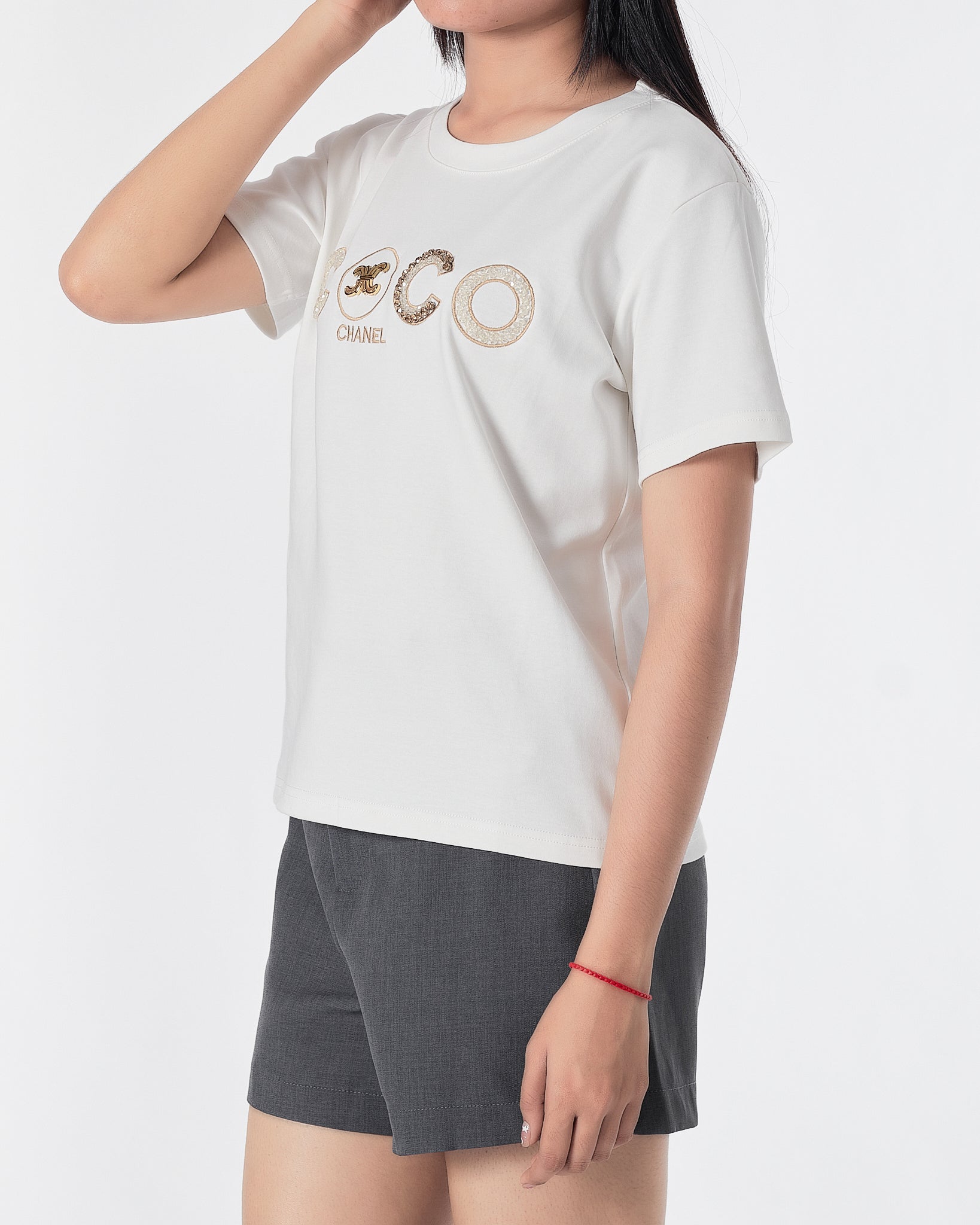 CHA COCO Rhinestone Lady White T-Shirt 29.90