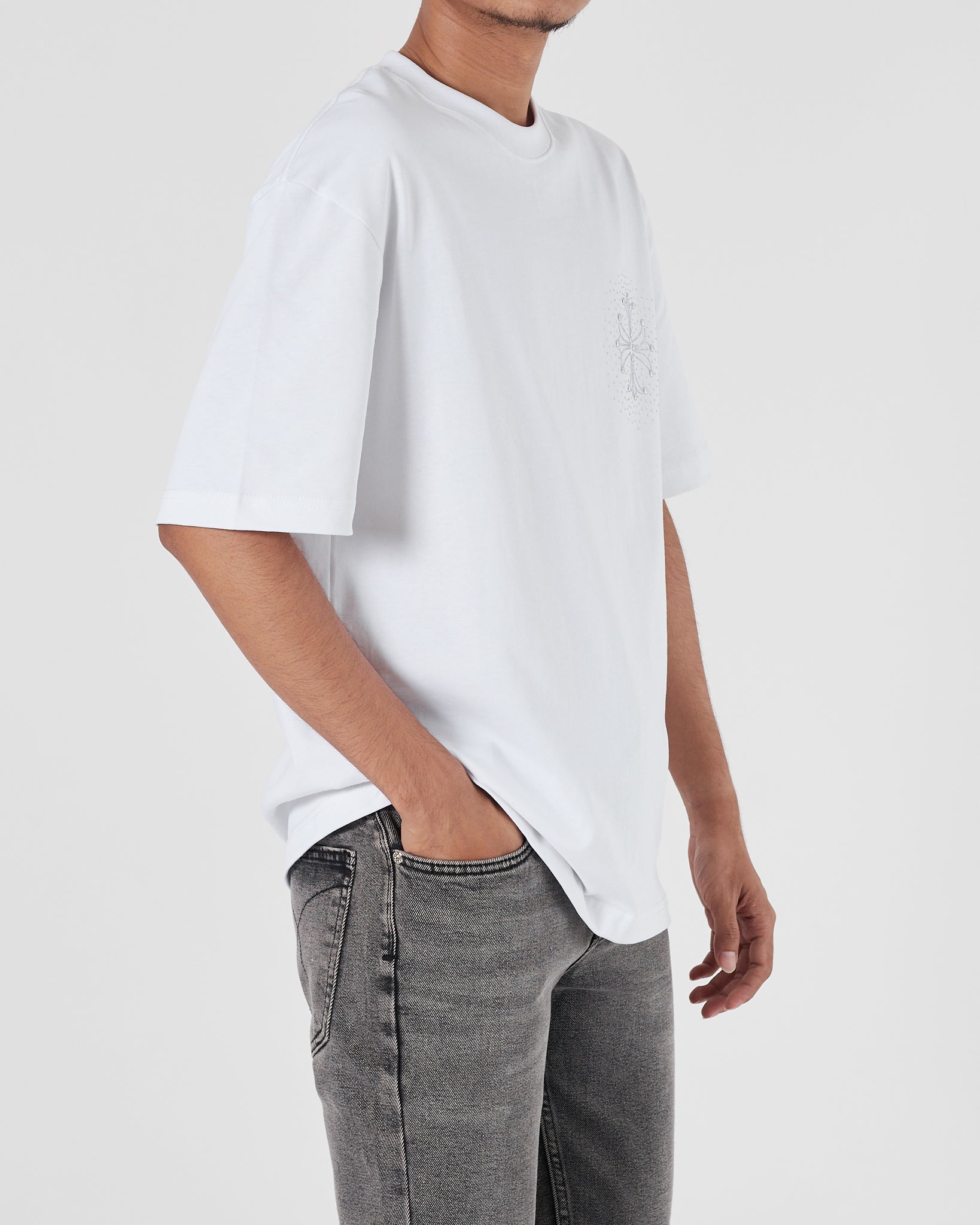 CH Rhinestone Front and Back Logo Men White T-Shirt 23.90