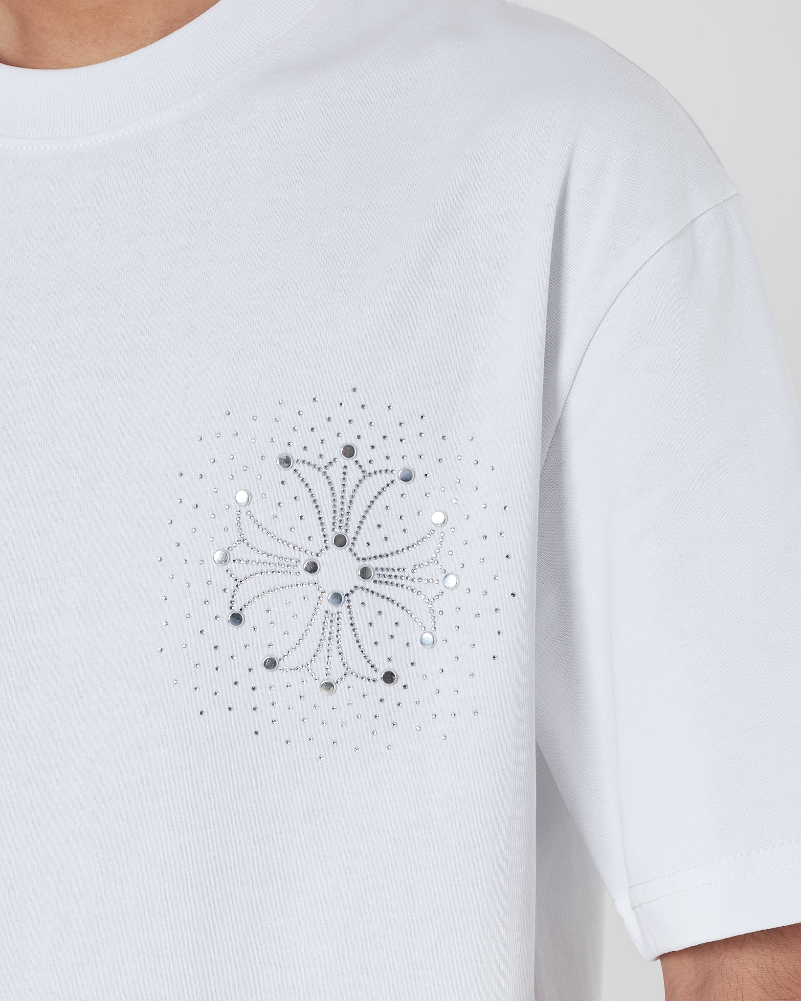CH Rhinestone Front and Back Logo Men White T-Shirt 23.90