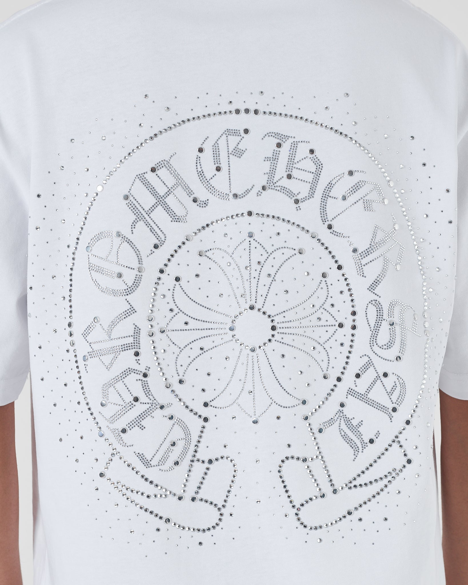 CH Rhinestone Front and Back Logo Men White T-Shirt 23.90