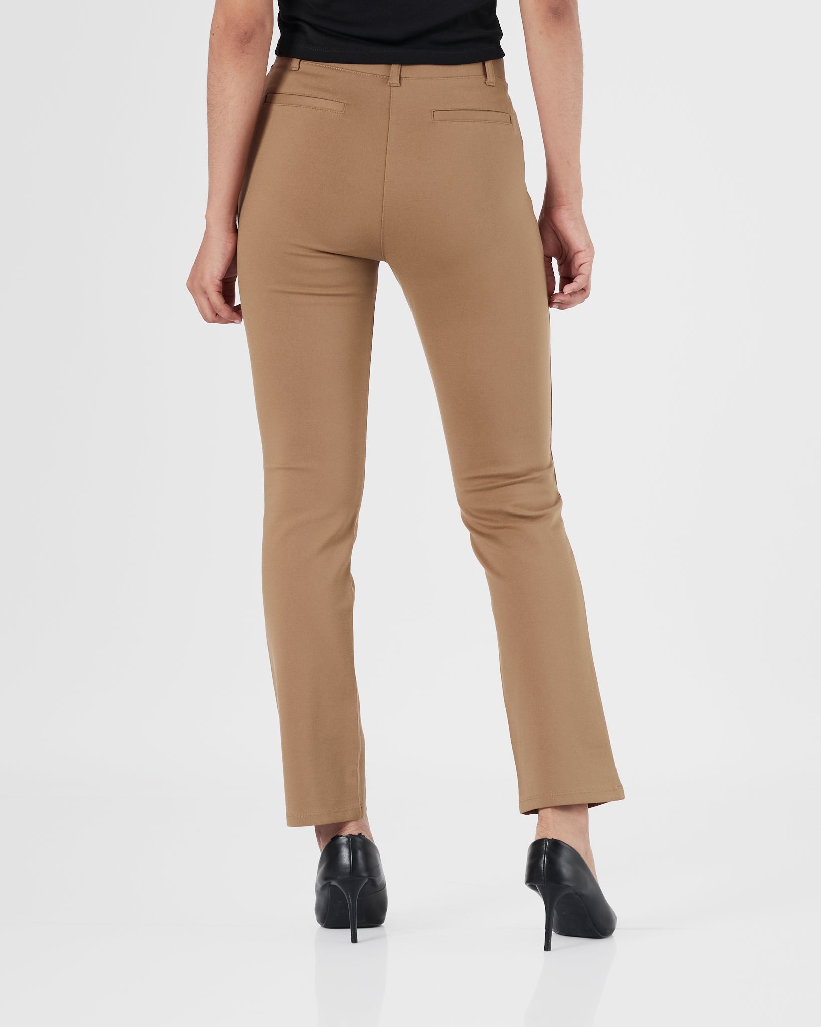 QIN Straight Fit Lady Brown Pants 14.90