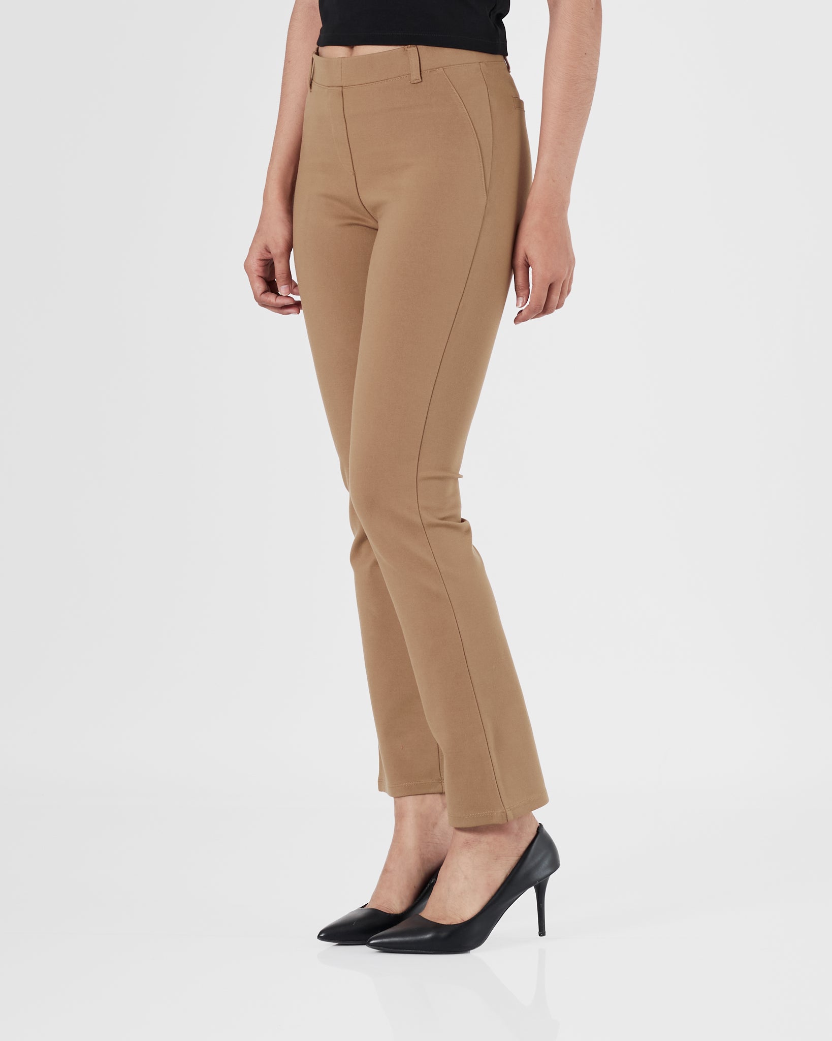 QIN Straight Fit Lady Brown Pants 14.90