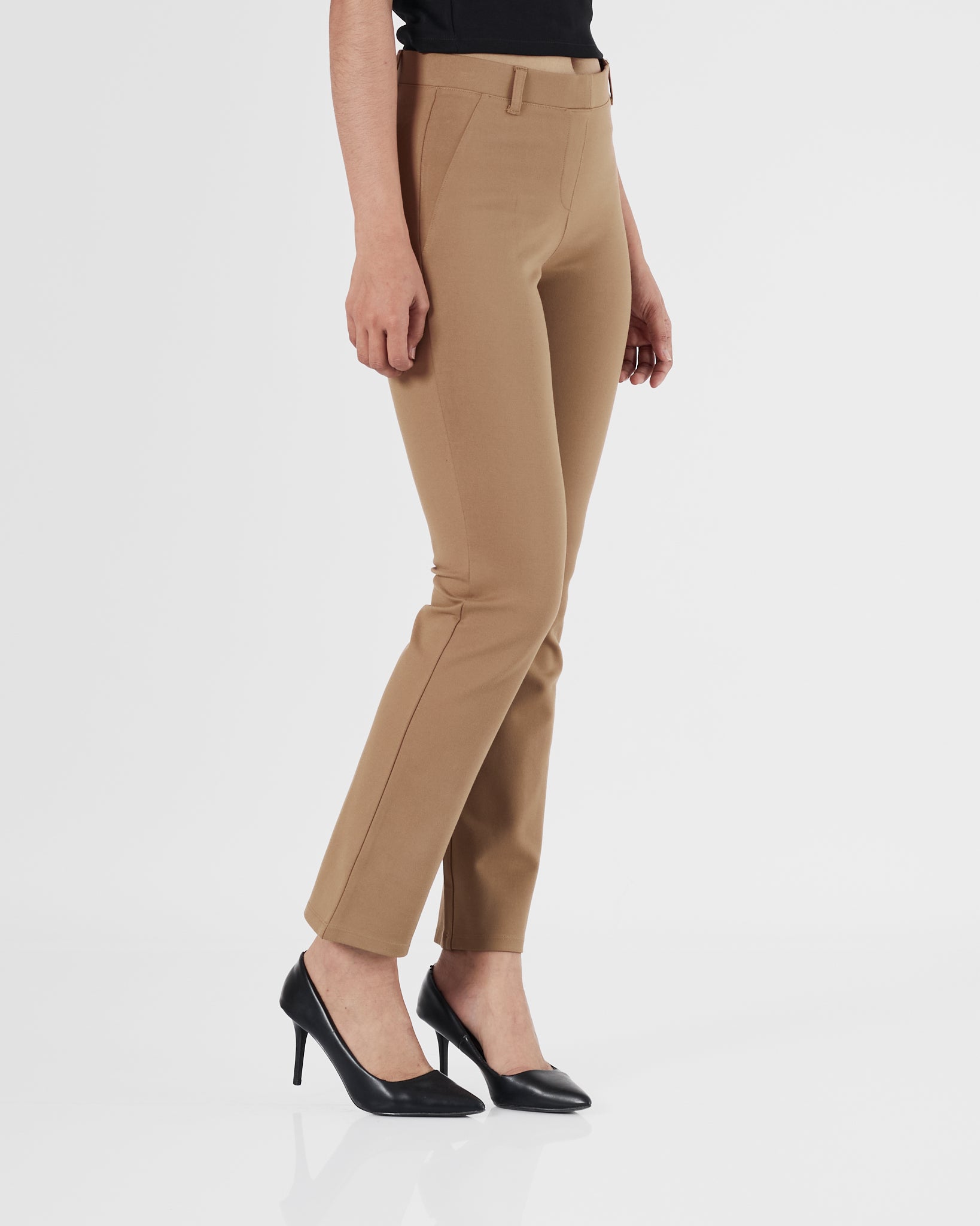 QIN Straight Fit Lady Brown Pants 14.90