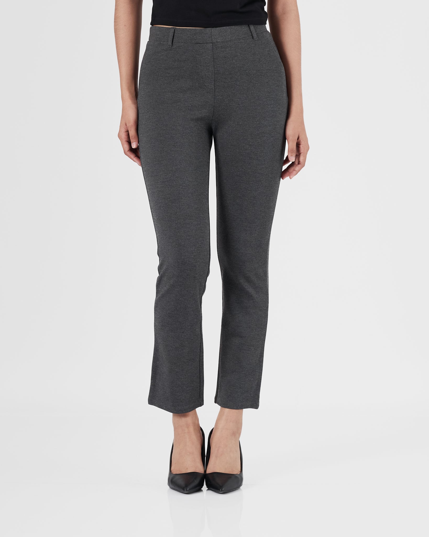 QIN Straight Fit Lady Grey Pants 14.90