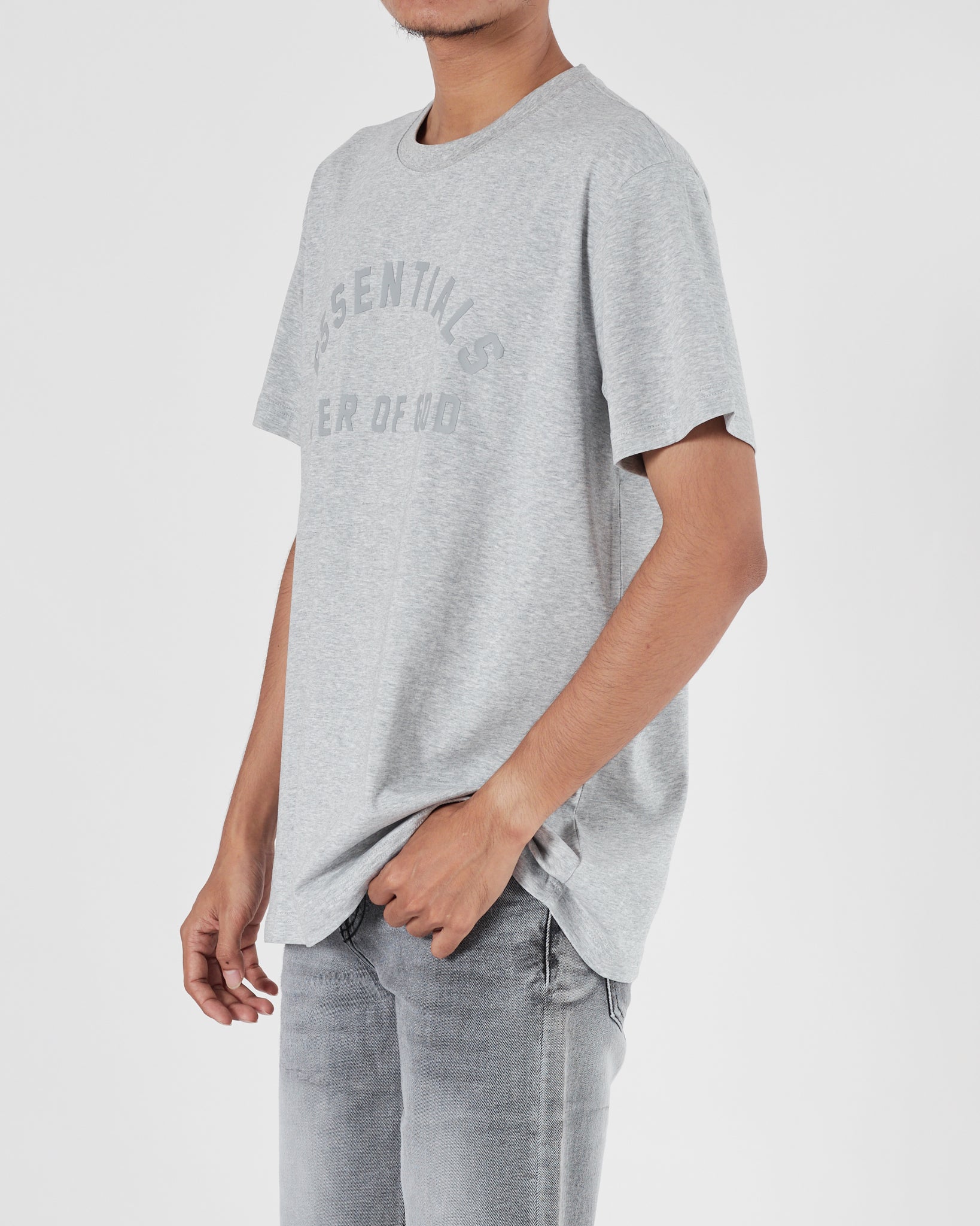 ESS Logo Printed Men Grey T-Shirt 16.90