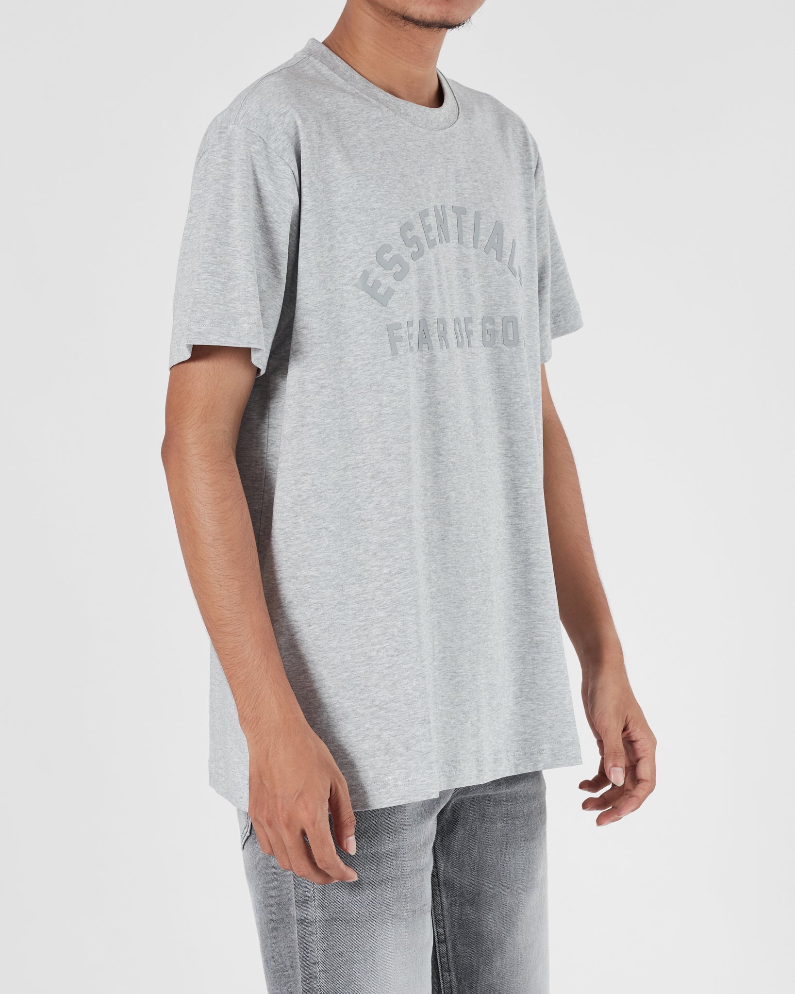 ESS Logo Printed Men Grey T-Shirt 16.90