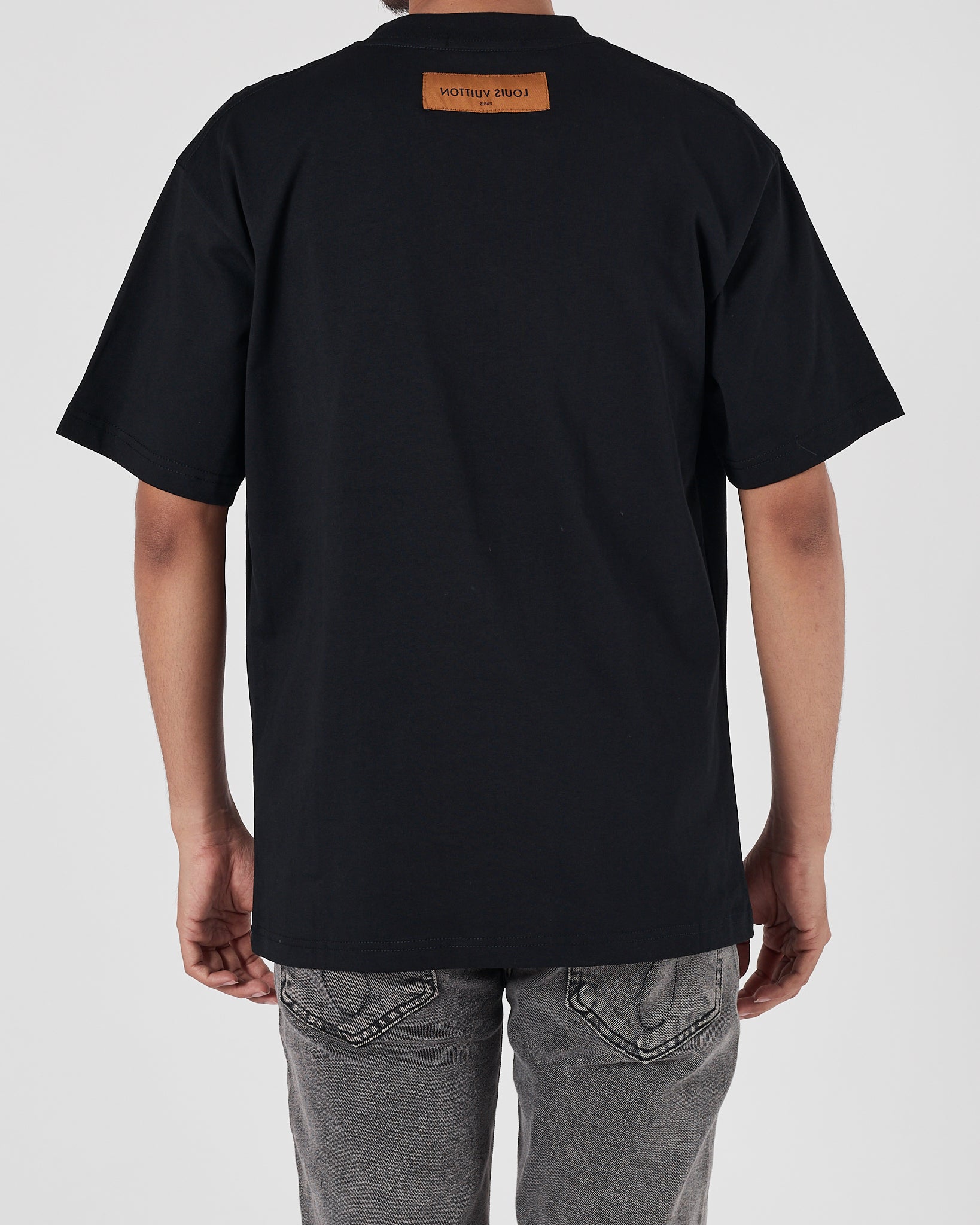 LV Snake Cartoon Printed Men Black T-Shirt 21.90