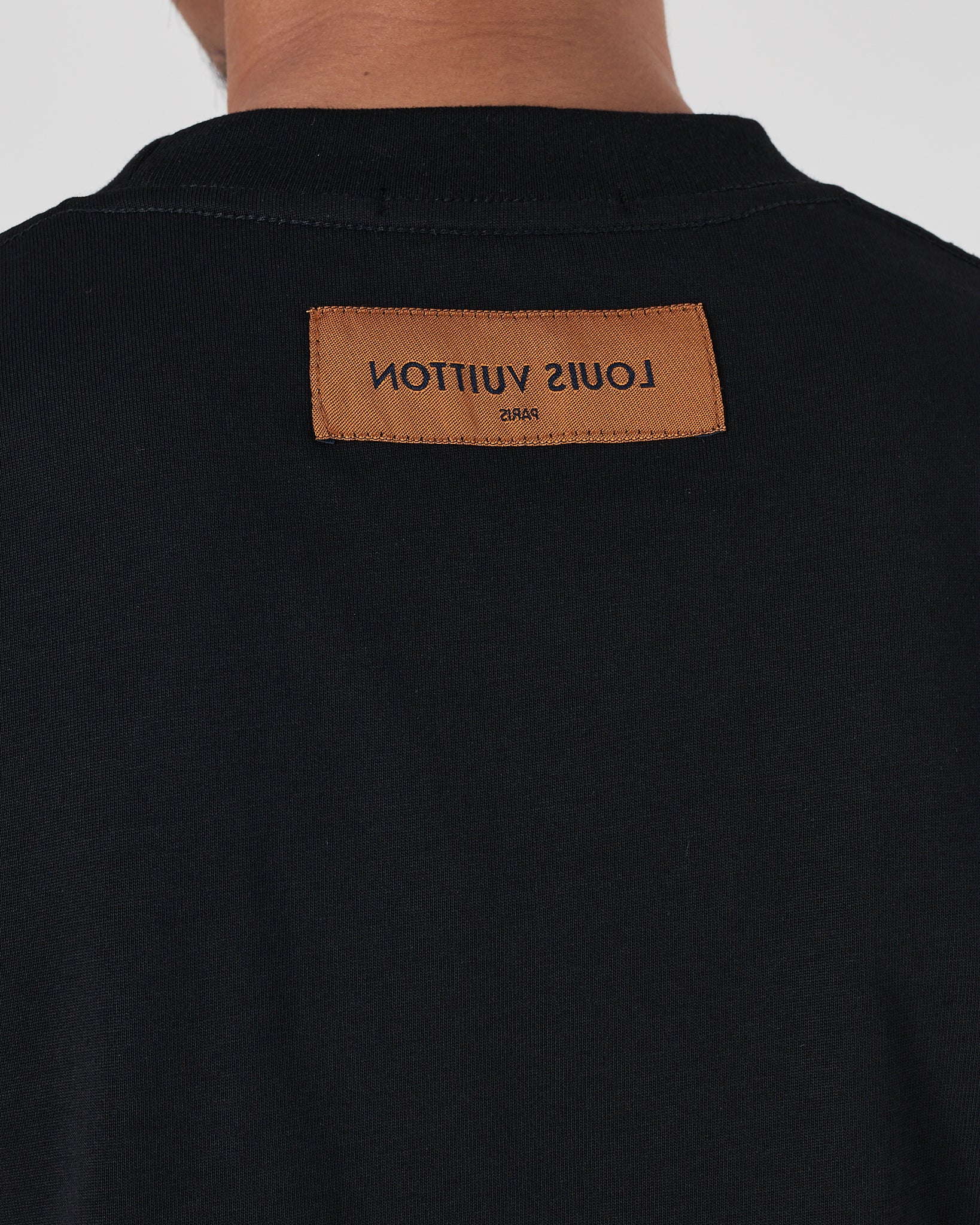 LV Snake Cartoon Printed Men Black T-Shirt 21.90