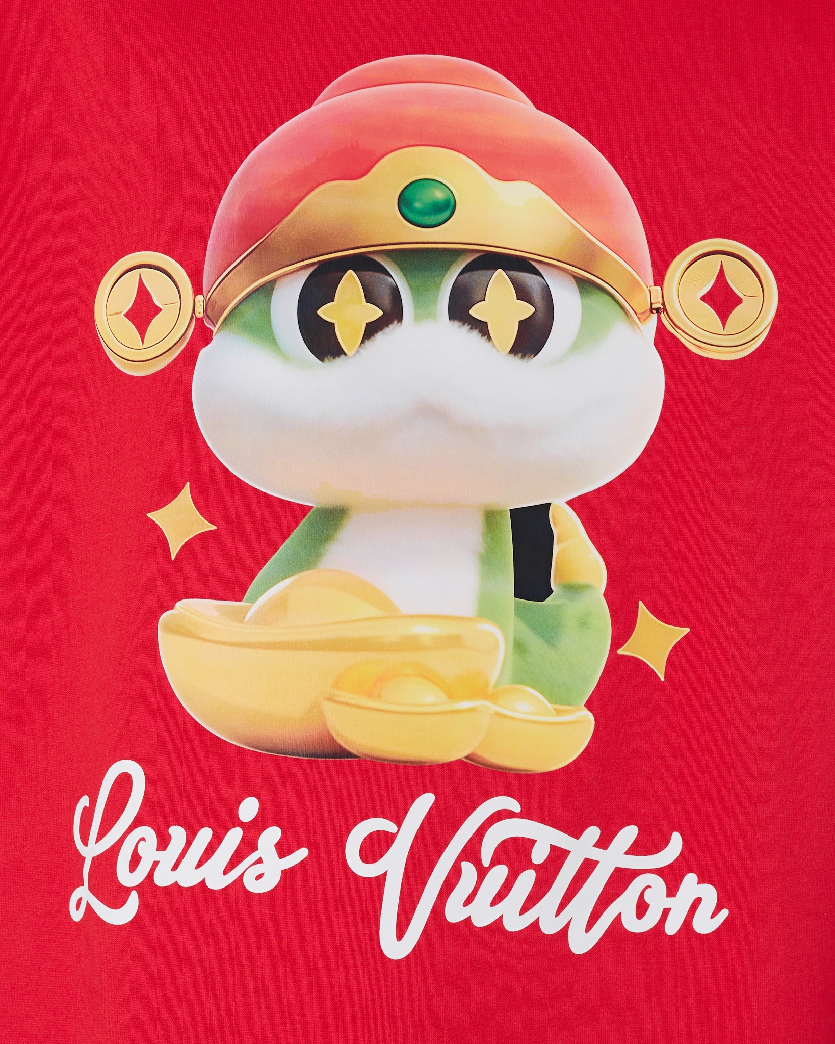 LV Snake Cartoon Printed Men Red T-Shirt 21.90