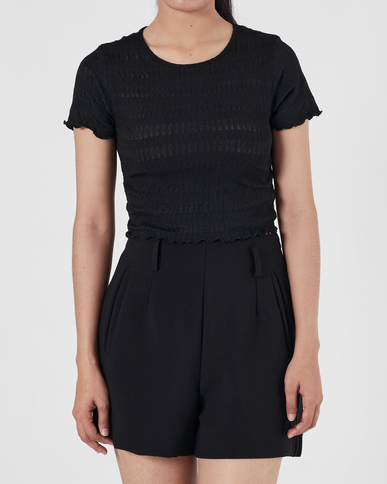 UNI Ruffle Lady Black T-Shirt 11.90