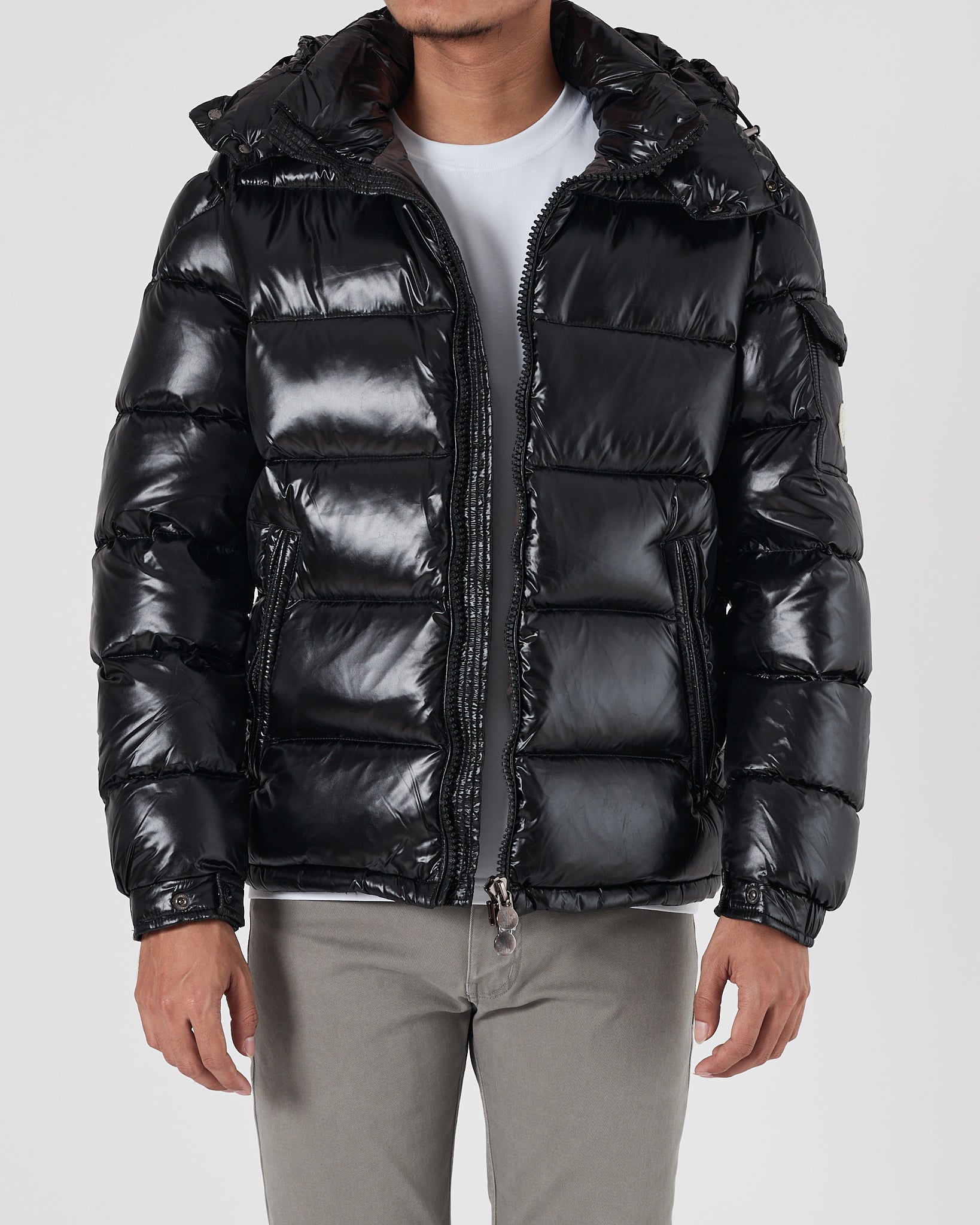 MON Puffy Men Black Jacket 179