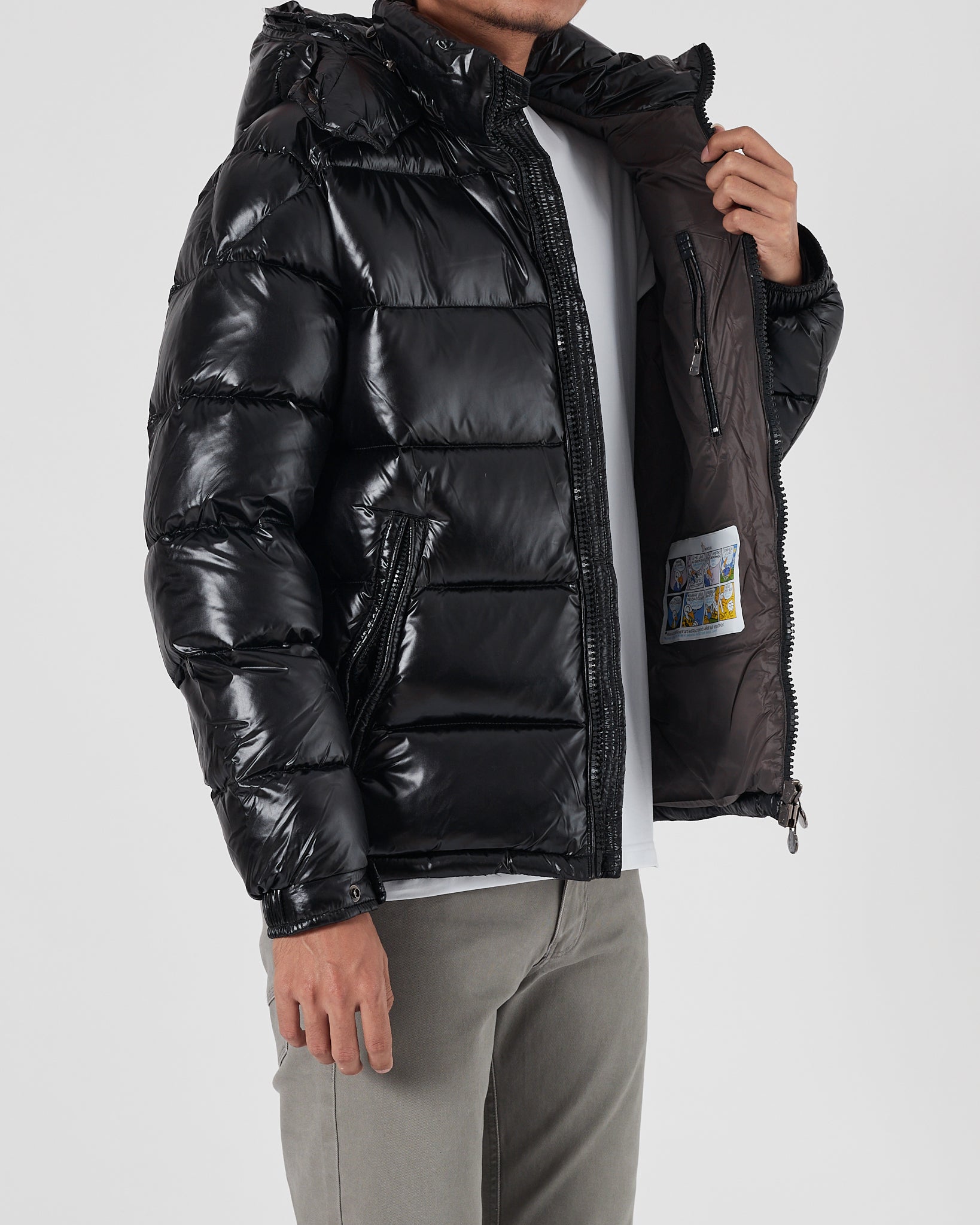 MON Puffy Men Black Jacket 179