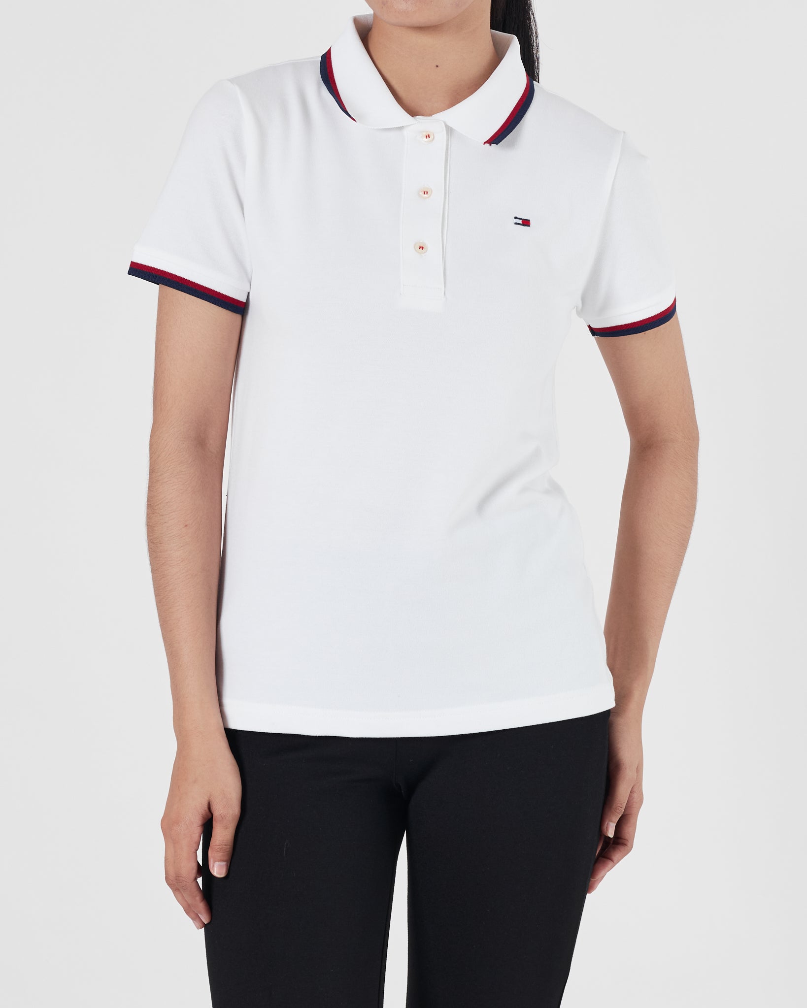 TH Flag Embroidered Lady White Polo Shirt 17.90