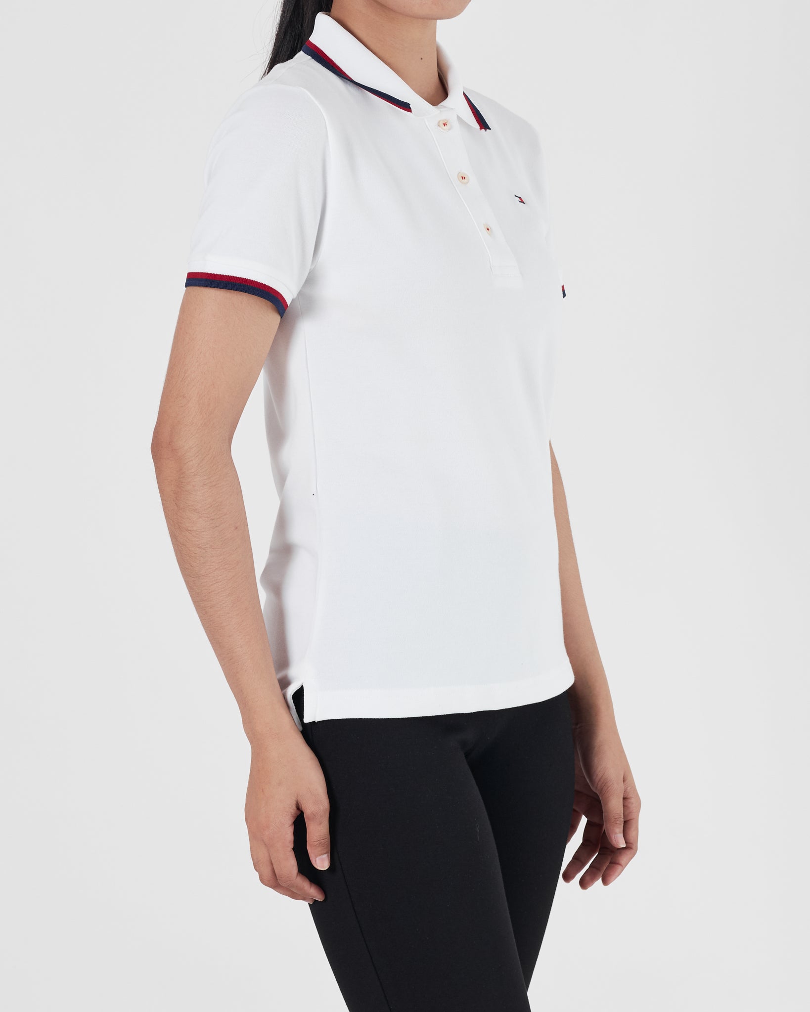TH Flag Embroidered Lady White Polo Shirt 17.90