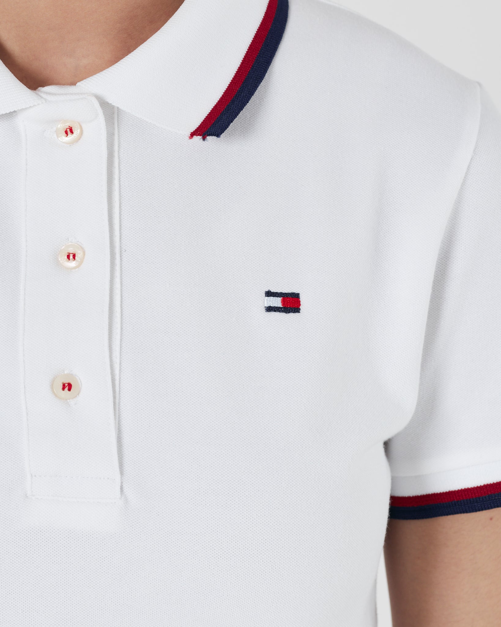 TH Flag Embroidered Lady White Polo Shirt 17.90