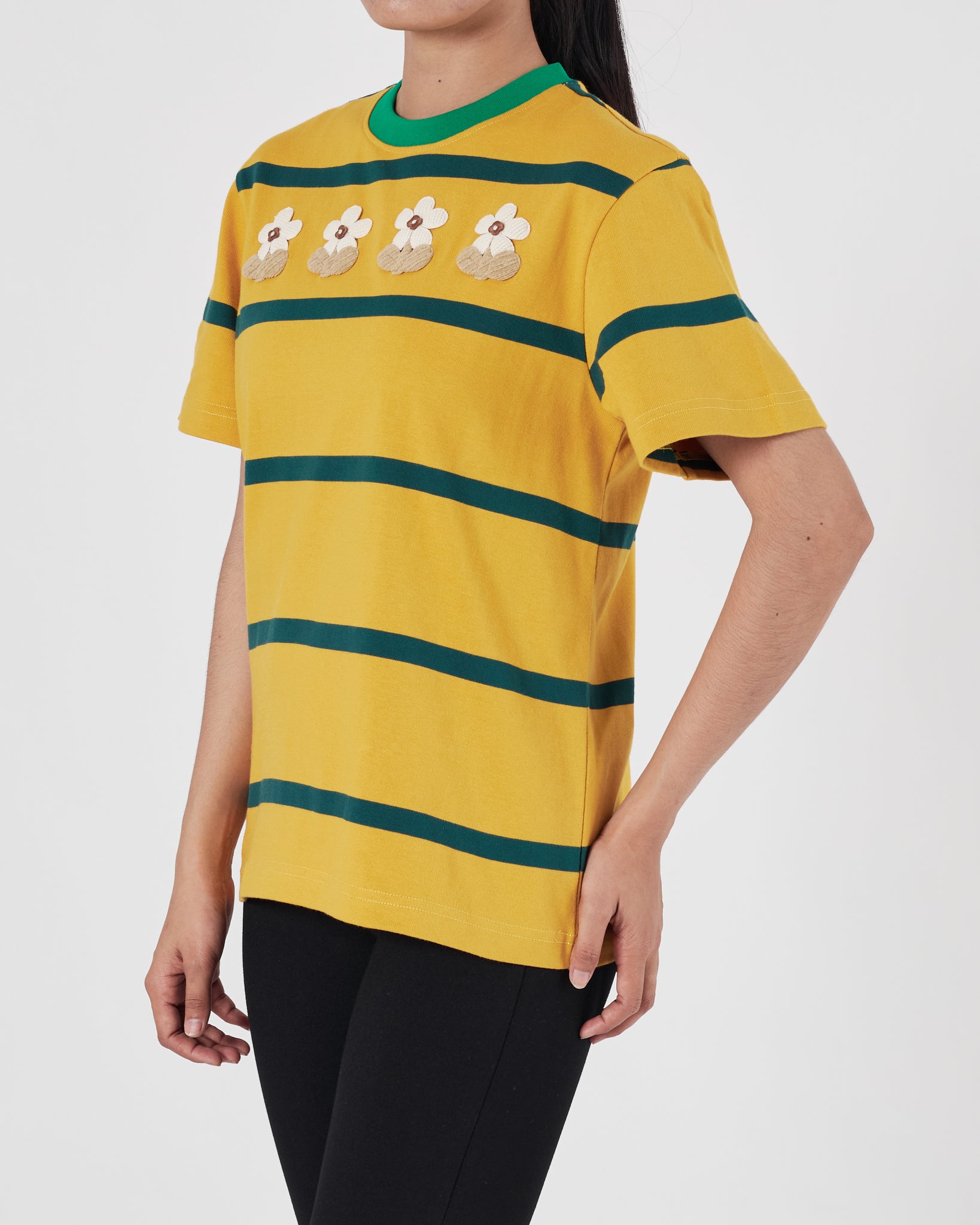 SUE Flower Embroidered Lady Yellow T-Shirt 14.90