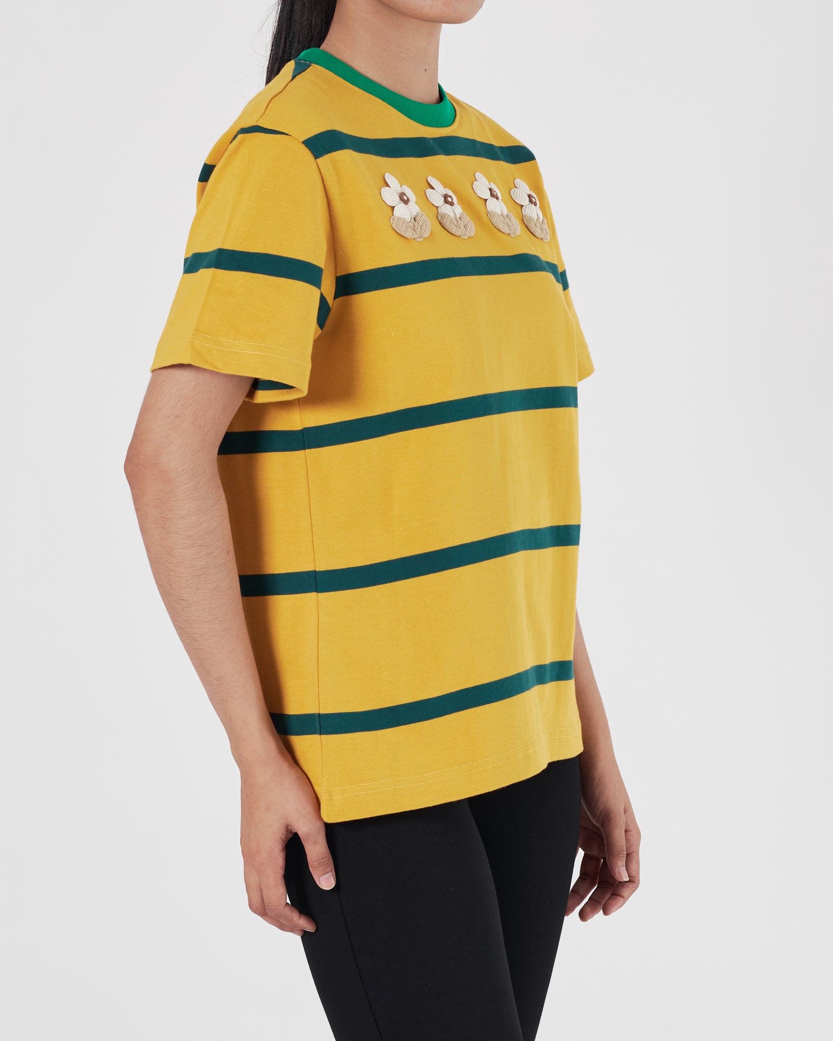 SUE Flower Embroidered Lady Yellow T-Shirt 14.90