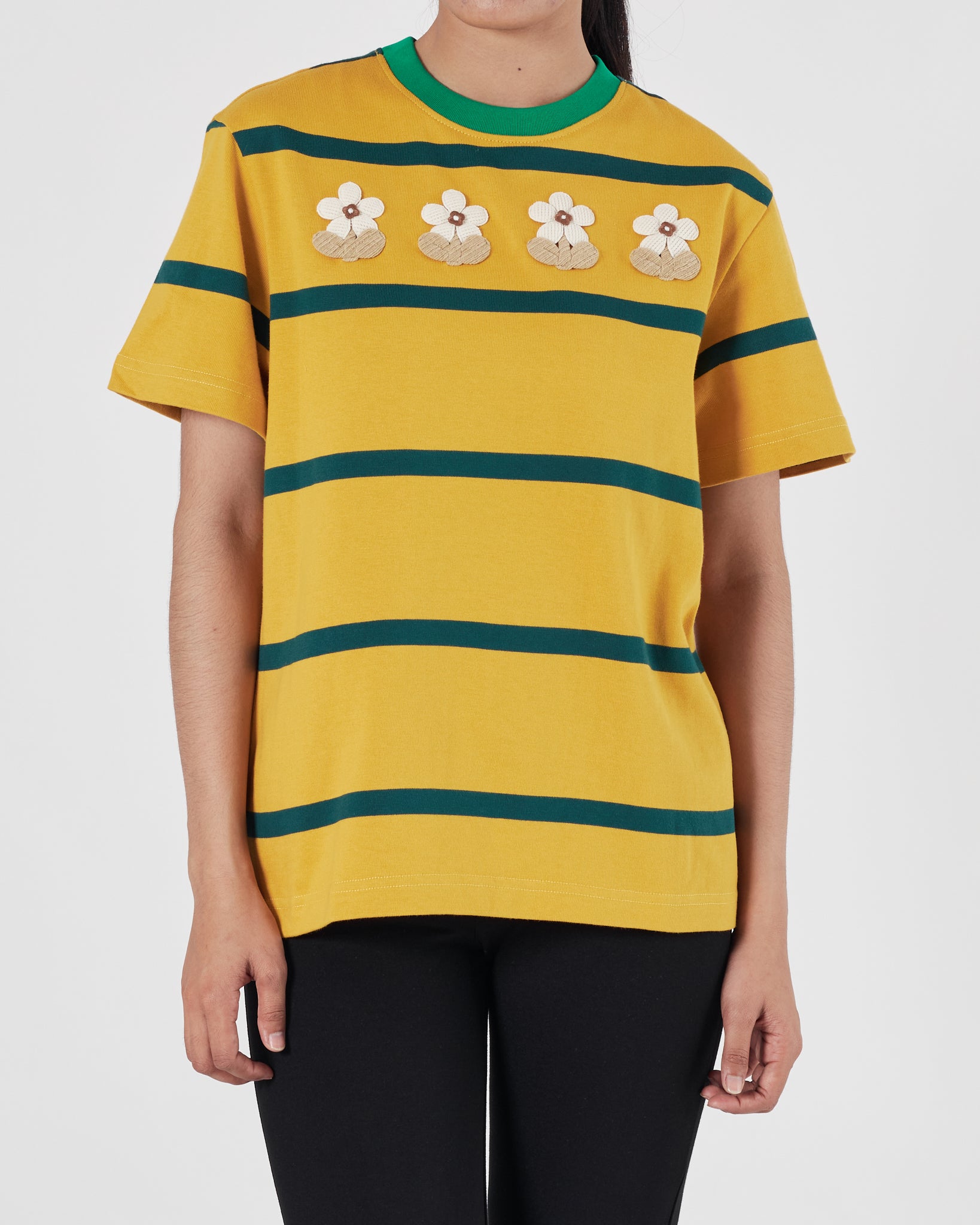 SUE Flower Embroidered Lady Yellow T-Shirt 14.90