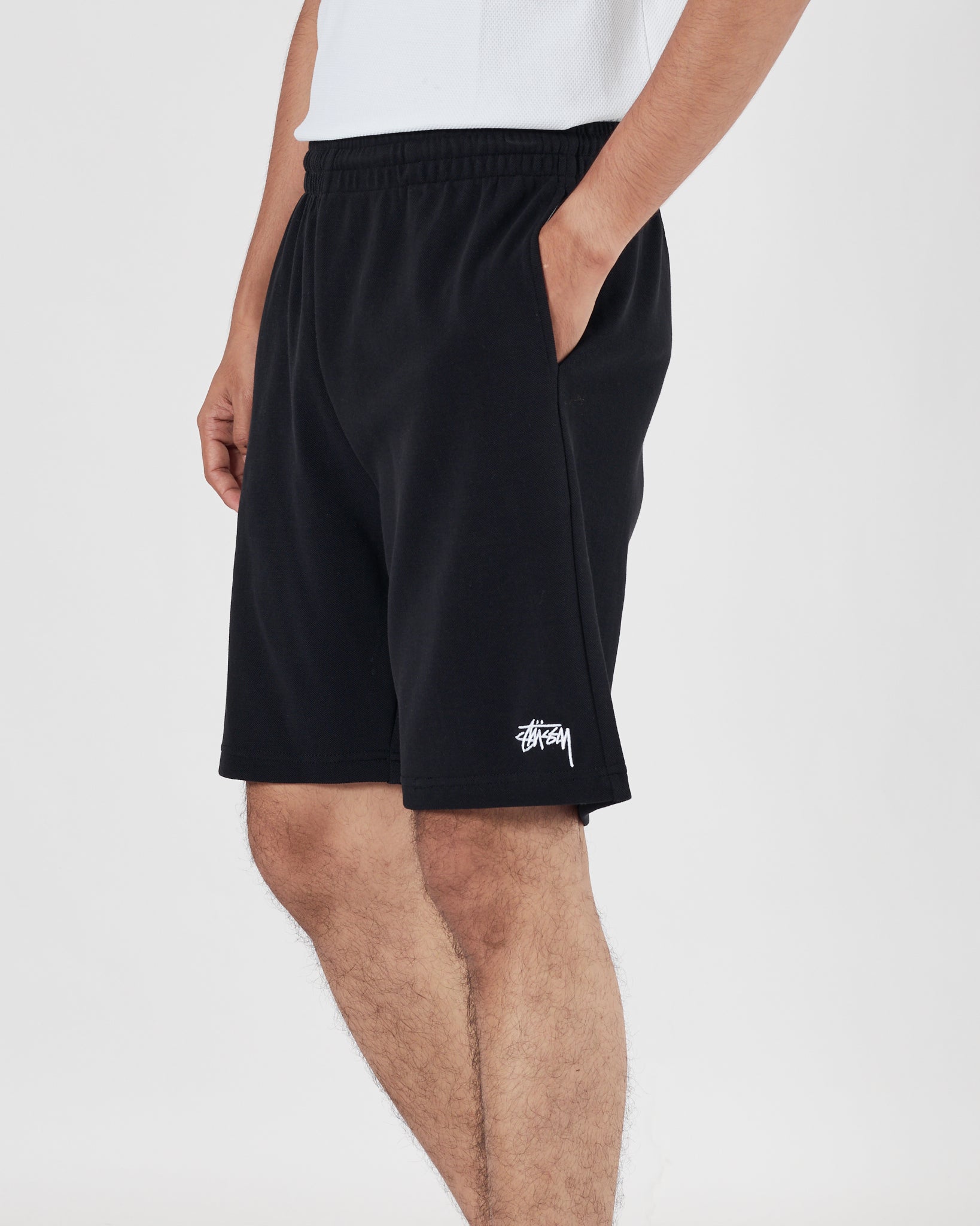 STU Logo Embroidered Men Black Shorts 17.90