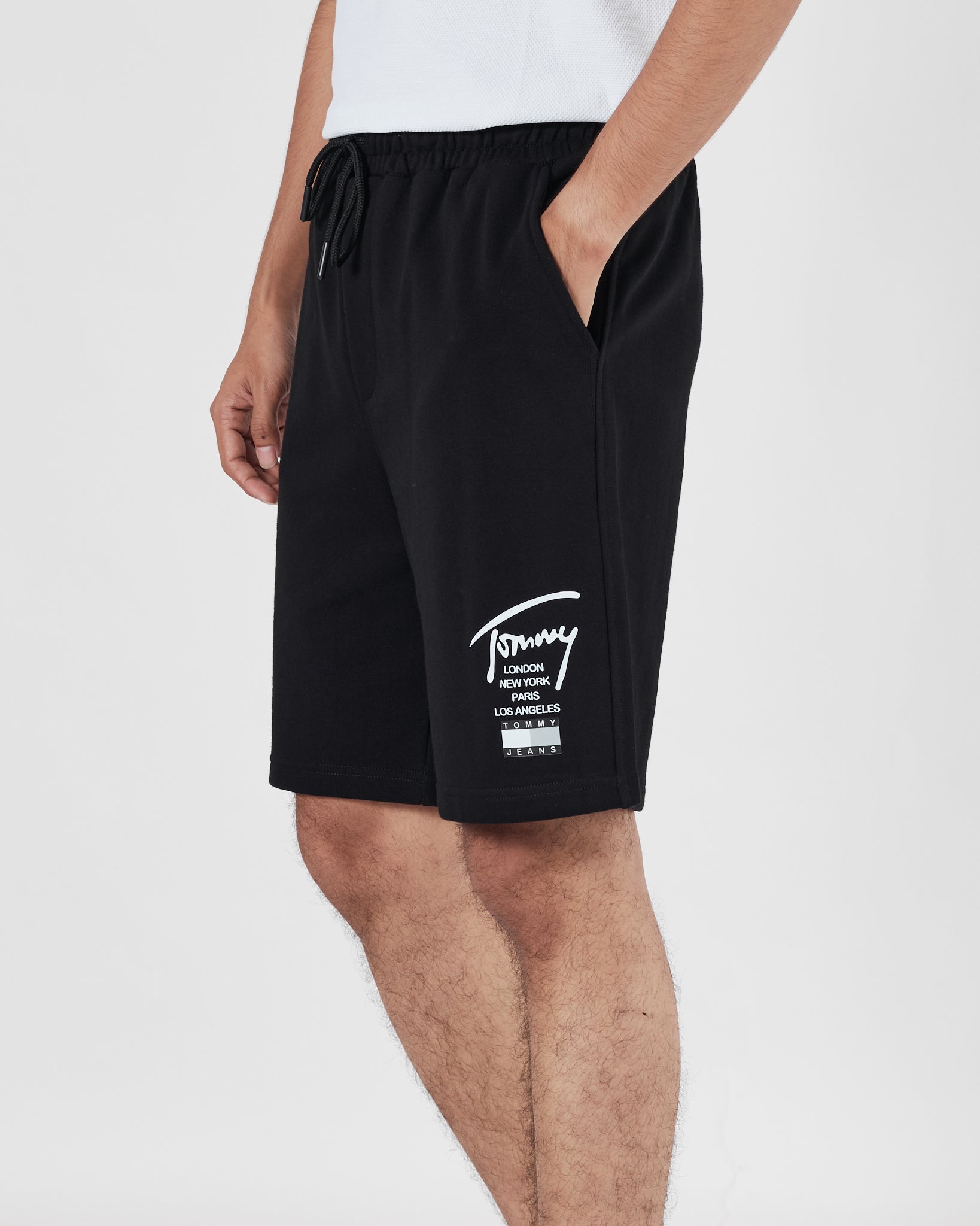 TH Signature Logo Printed Men Black Shorts 15.90