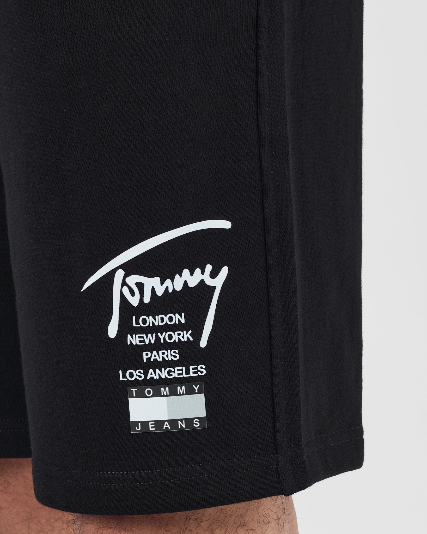 TH Signature Logo Printed Men Black Shorts 15.90