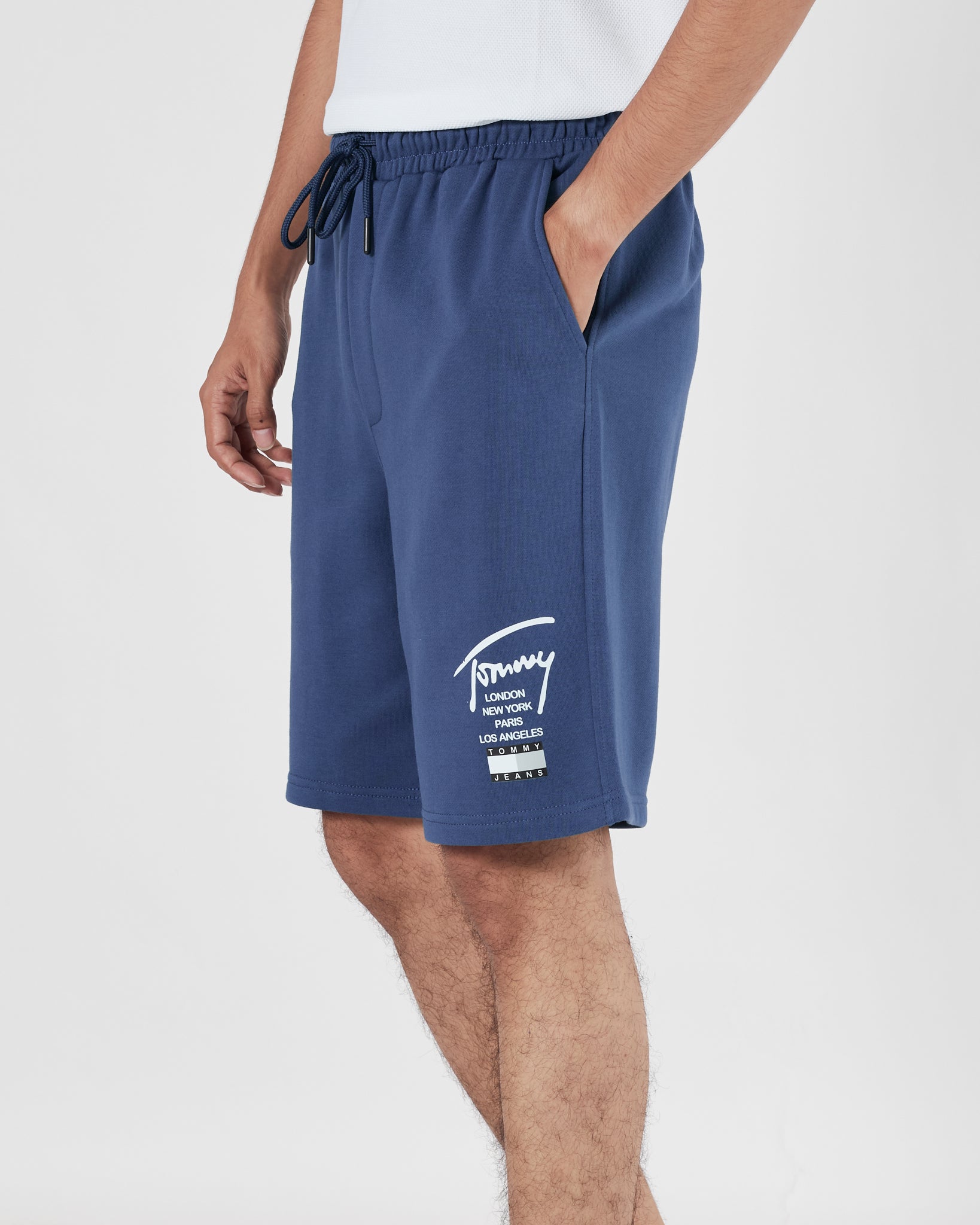 TH Signature Logo Printed Men Blue Shorts 15.90