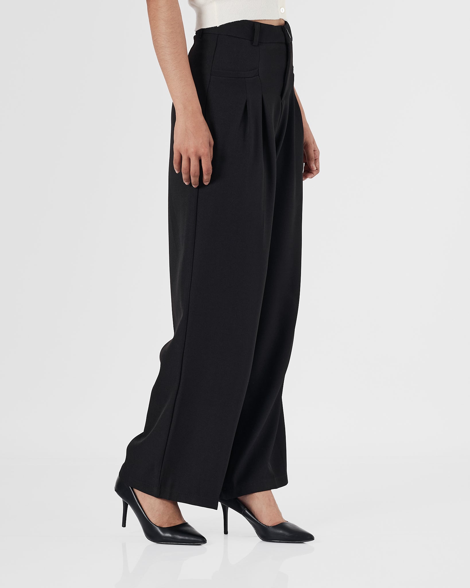 High Waist Wide Leg Lady Black Pants 32.90