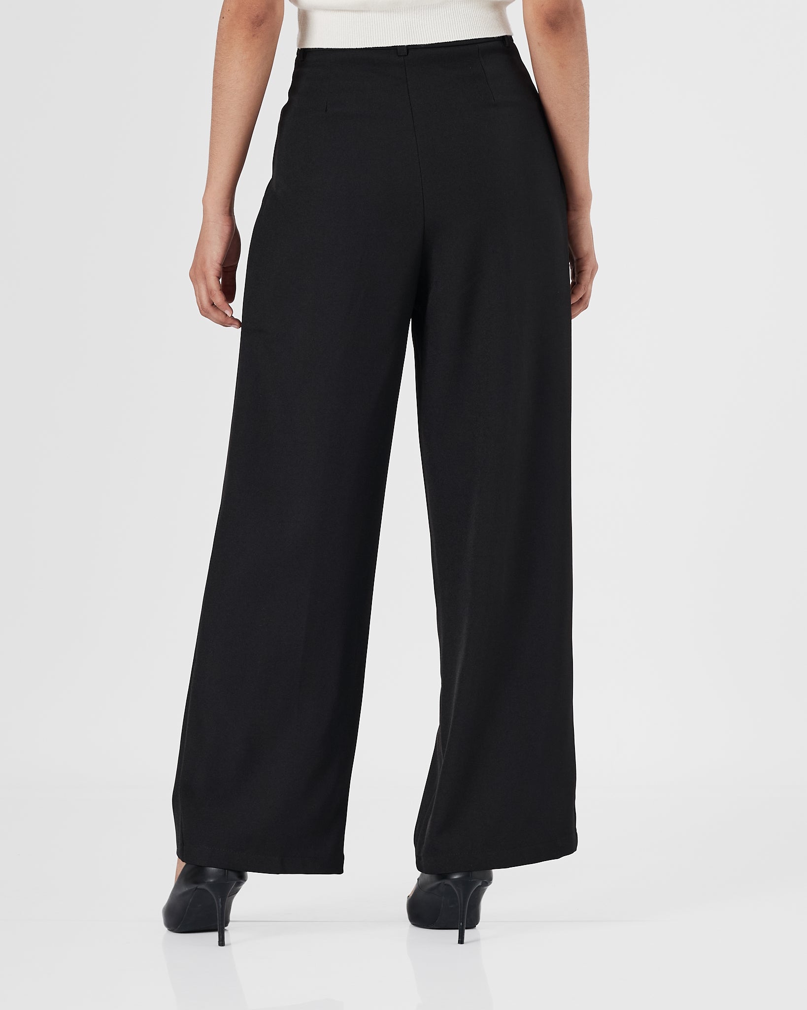 High Waist Wide Leg Lady Black Pants 32.90
