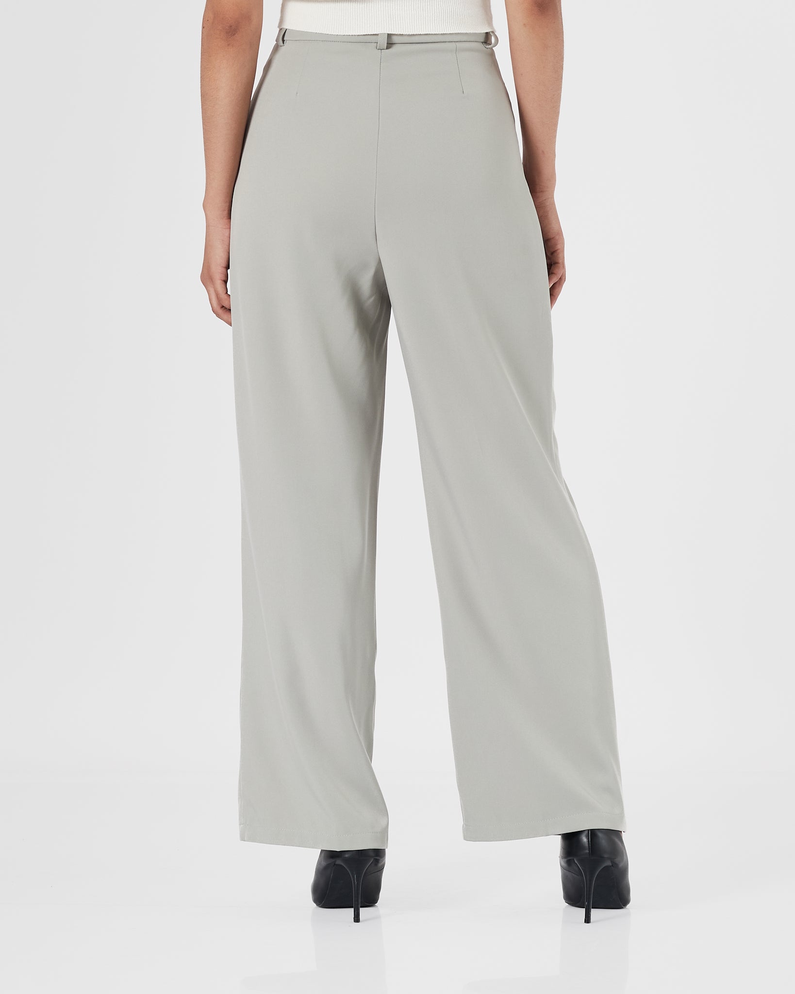 High Waist Wide Leg Lady Grey Pants 30.90