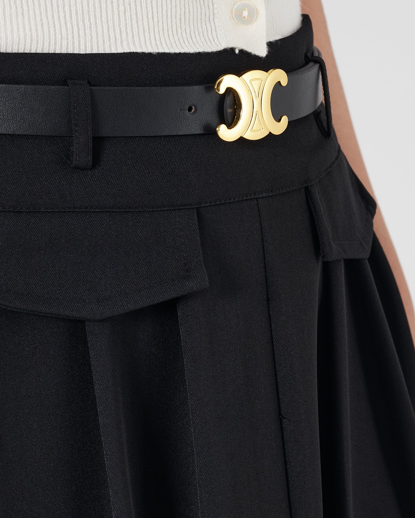 Front Pocket High Waist Lady Black Skirts 30.90