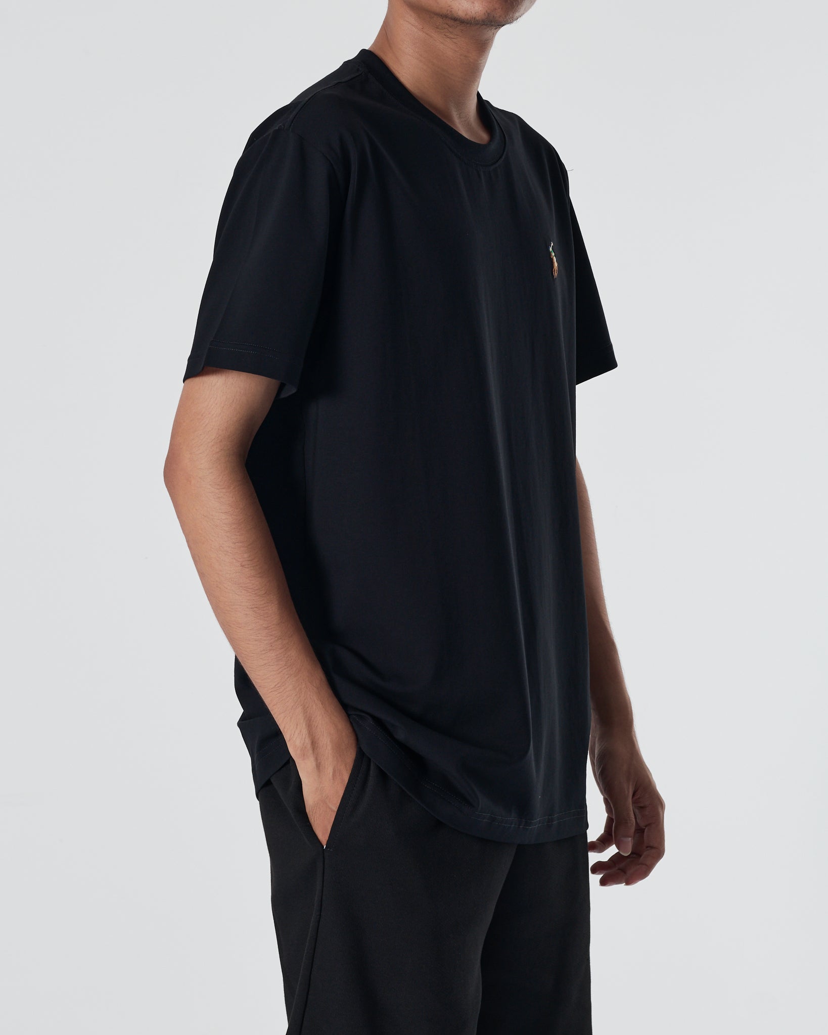 RL Plain Color Men Black T-Shirt 12.90