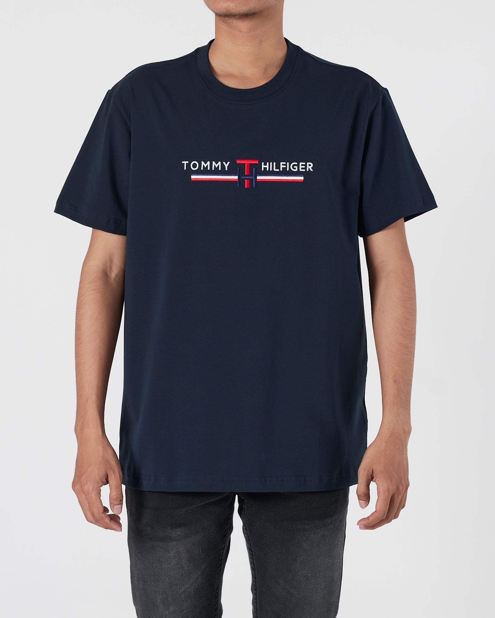 TH Logo Embroidered Men Blue T-Shirt 15.90