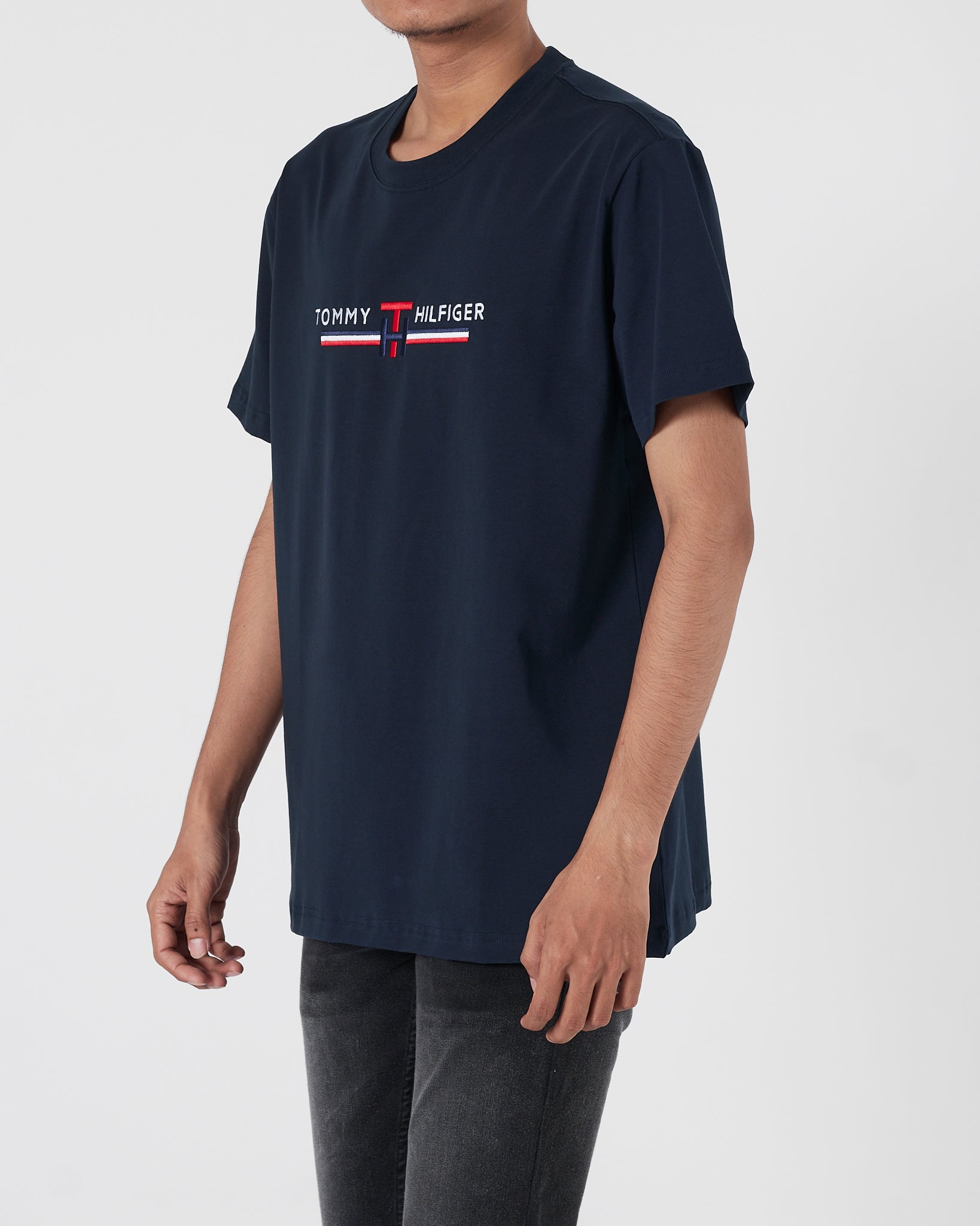 TH Logo Embroidered Men Blue T-Shirt 15.90