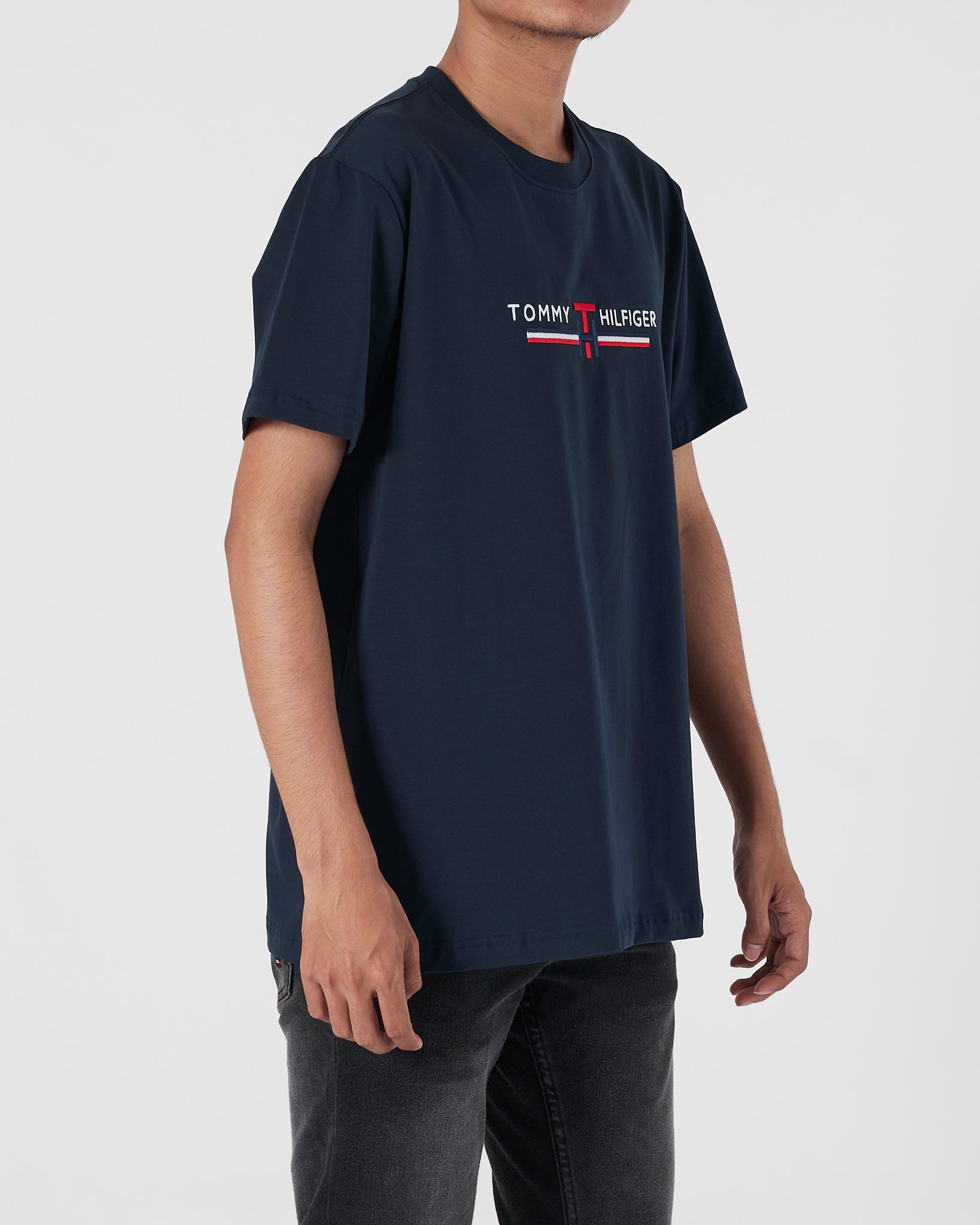 TH Logo Embroidered Men Blue T-Shirt 15.90