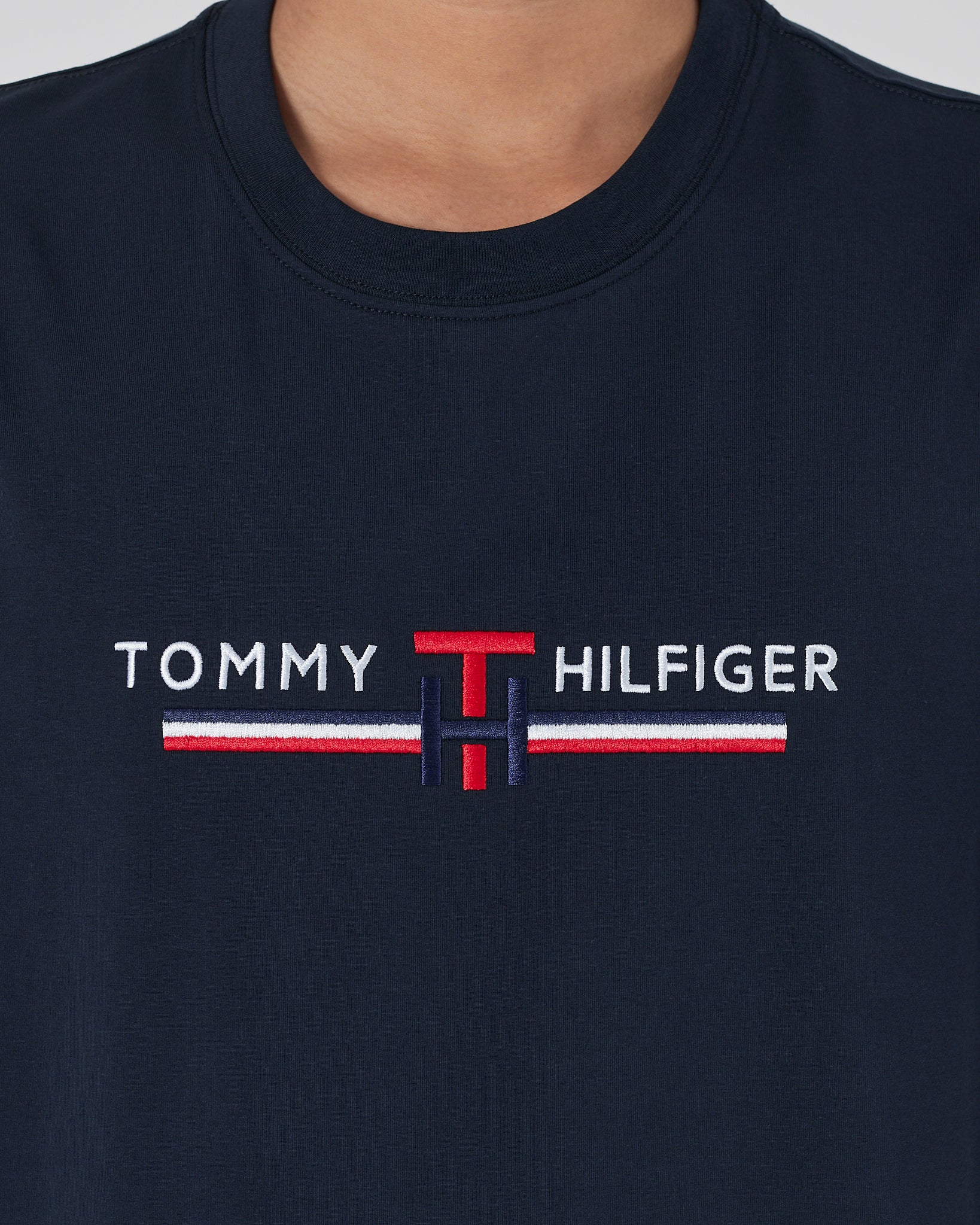 TH Logo Embroidered Men Blue T-Shirt 15.90
