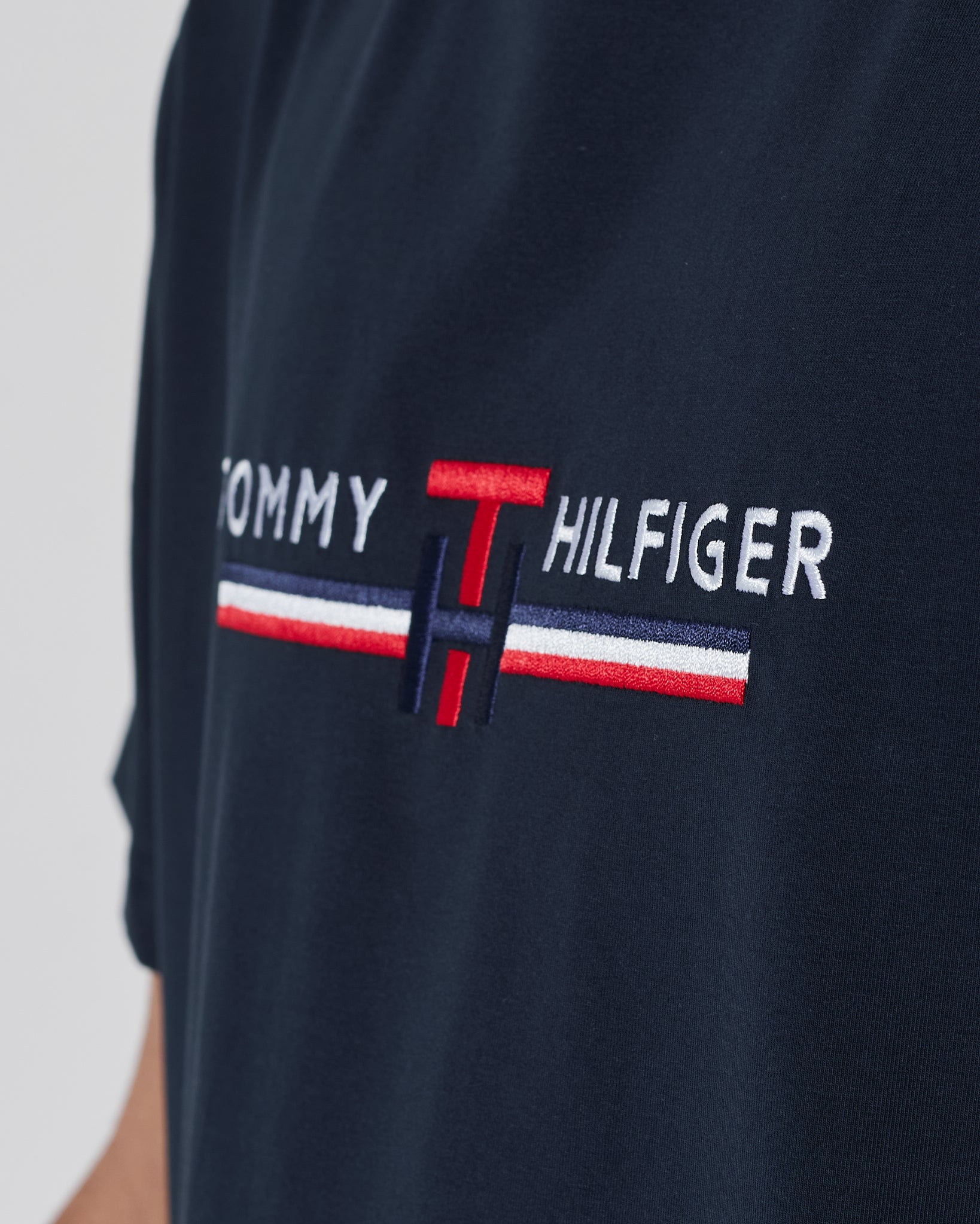 TH Logo Embroidered Men Blue T-Shirt 15.90