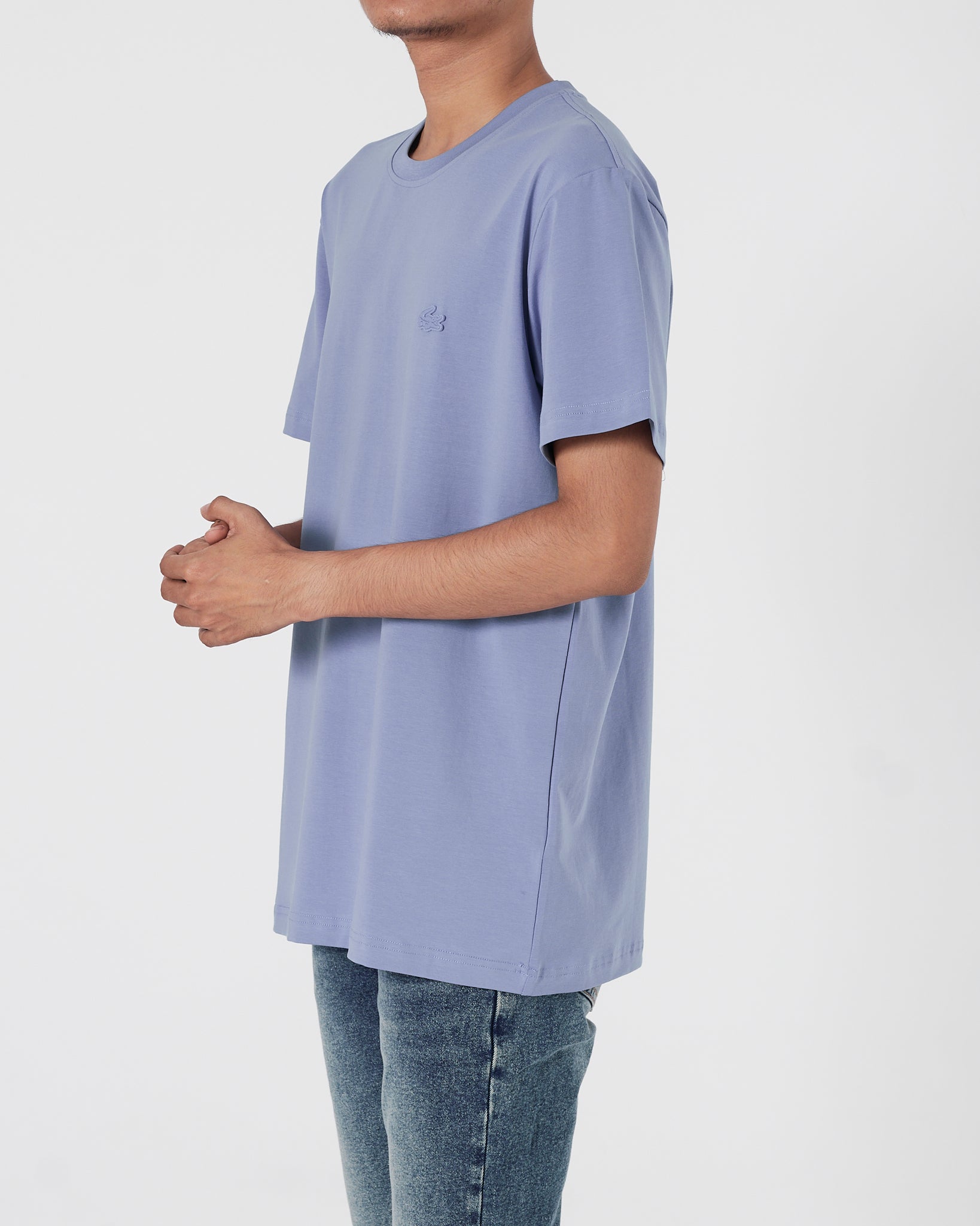 LAC Plain Color Men Light Purple T-Shirt 14.90