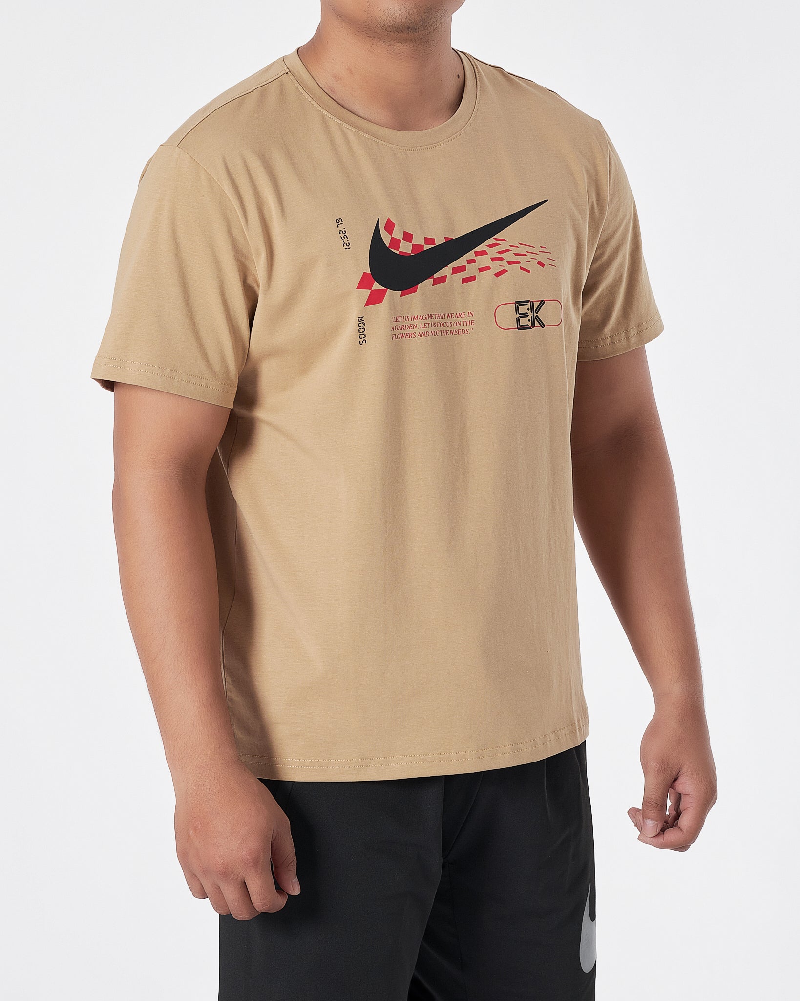 NIK Swooh Logo Printed Men Cream T-Shirt 14.50