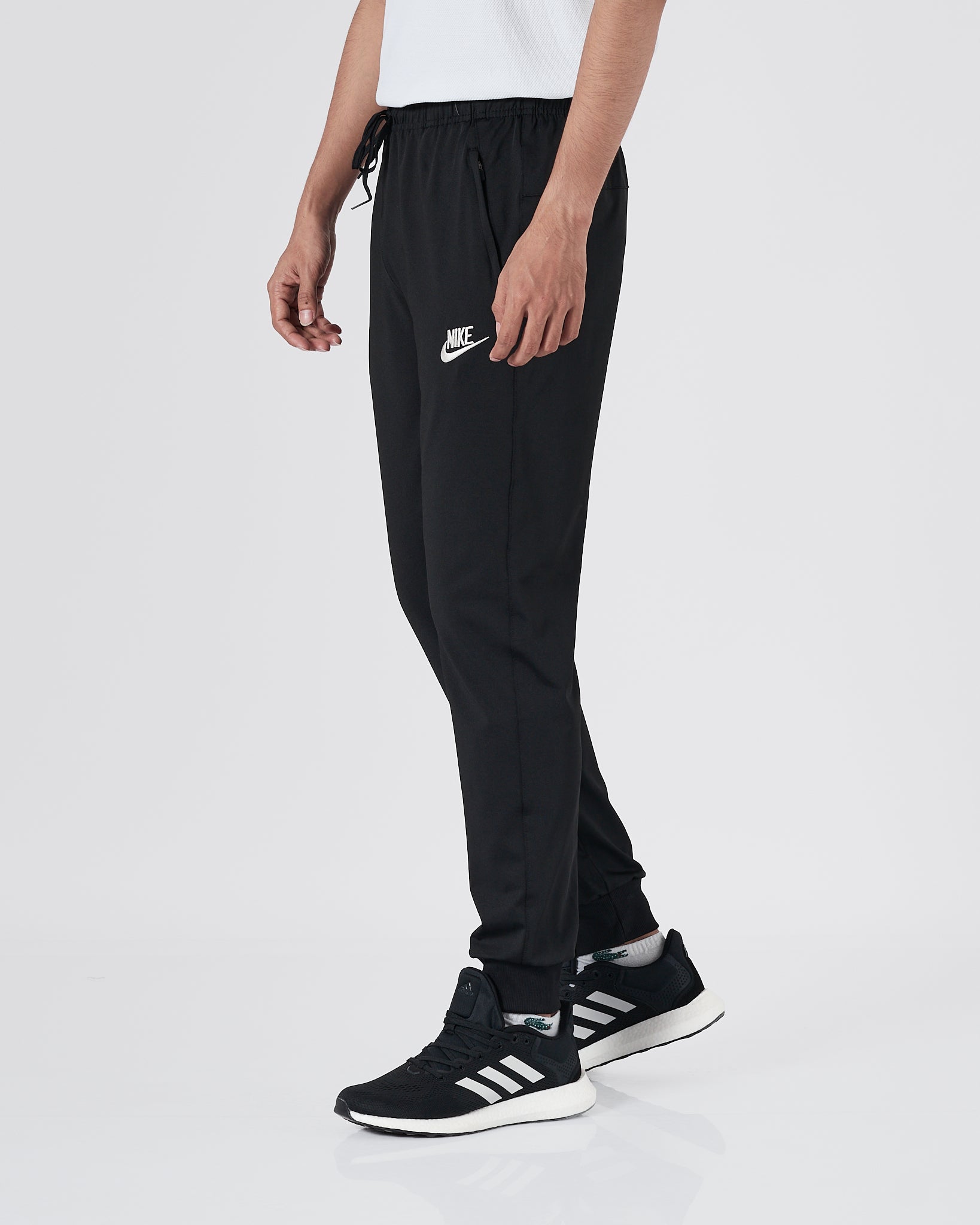 NIK Swooh Logo Embroidered Men Black Track Pants 15.90