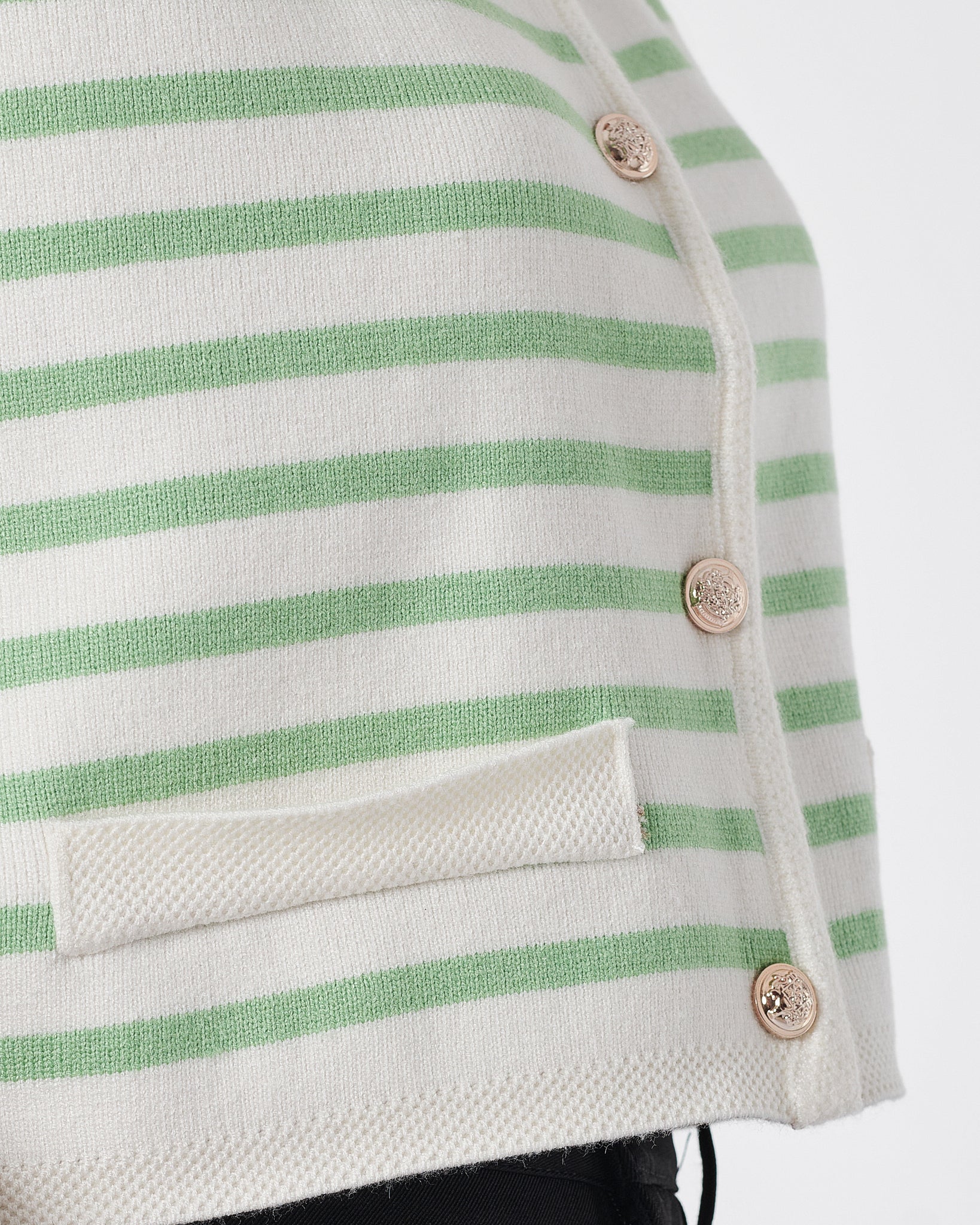 Striped Lady Front Button Green Crop Top 15.90