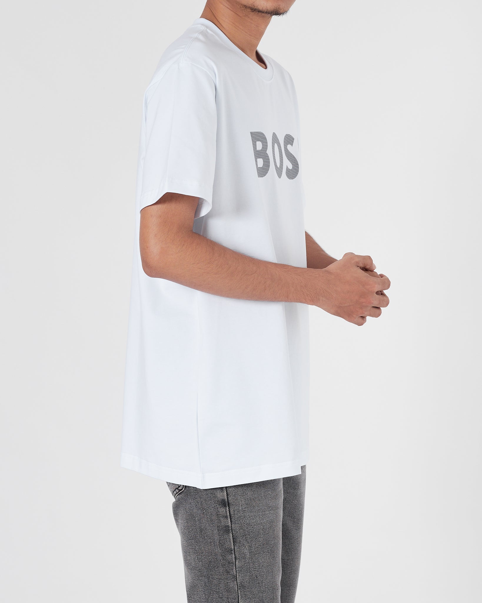 HUG Logo Printed Men White T-Shirt 15.90