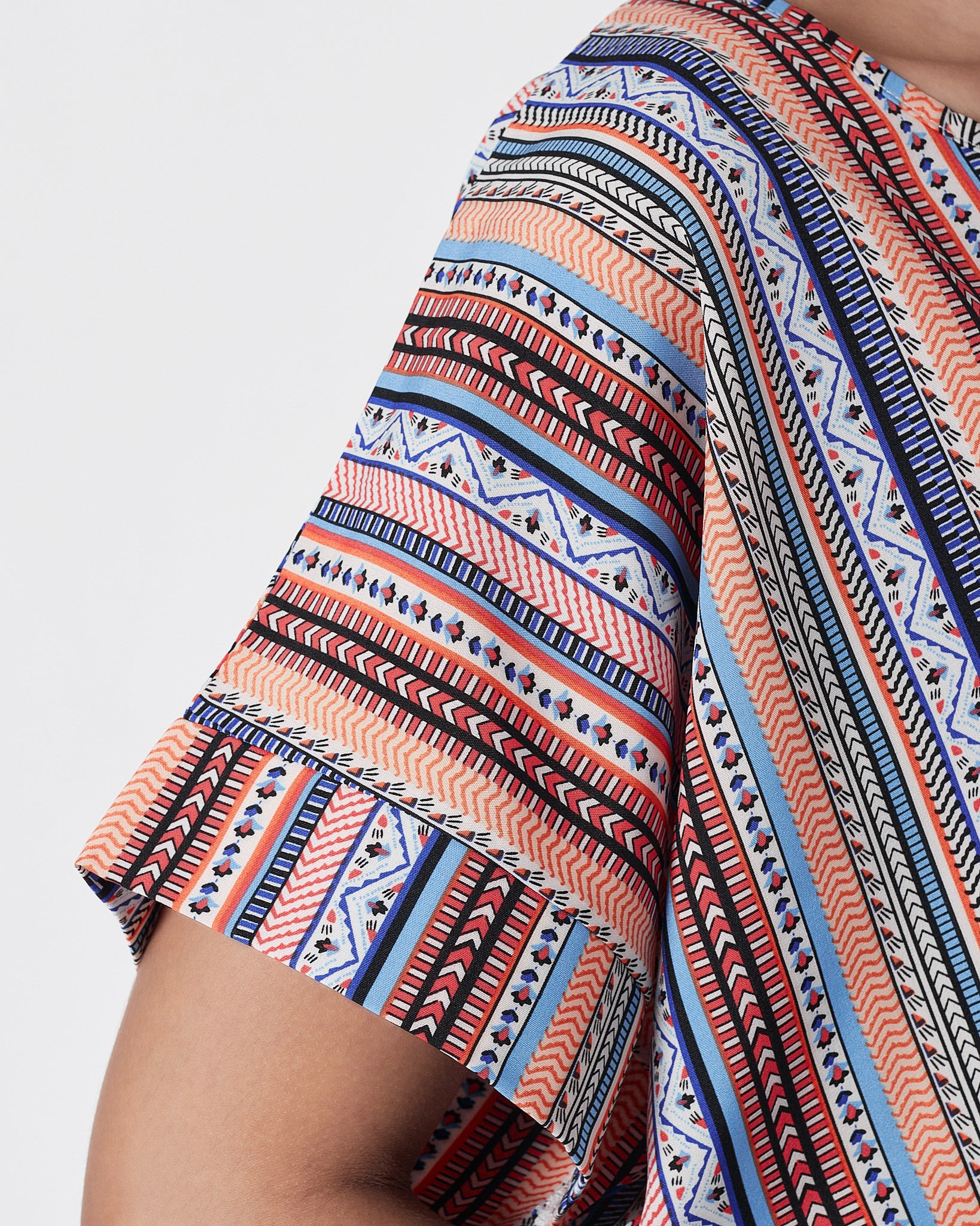 Striped Over Printed Lady Shirts Short Sleeve 12.90