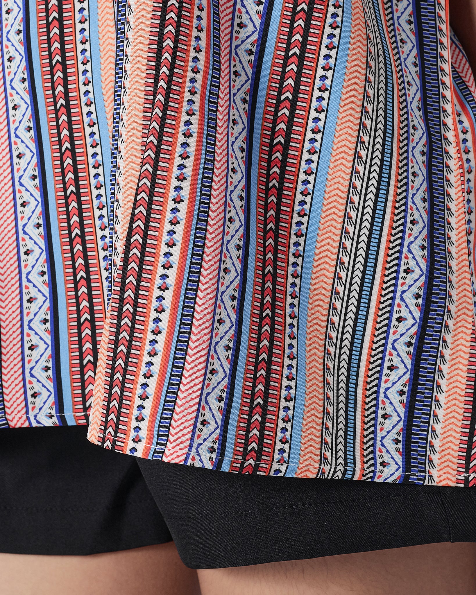 Striped Over Printed Lady Shirts Short Sleeve 12.90