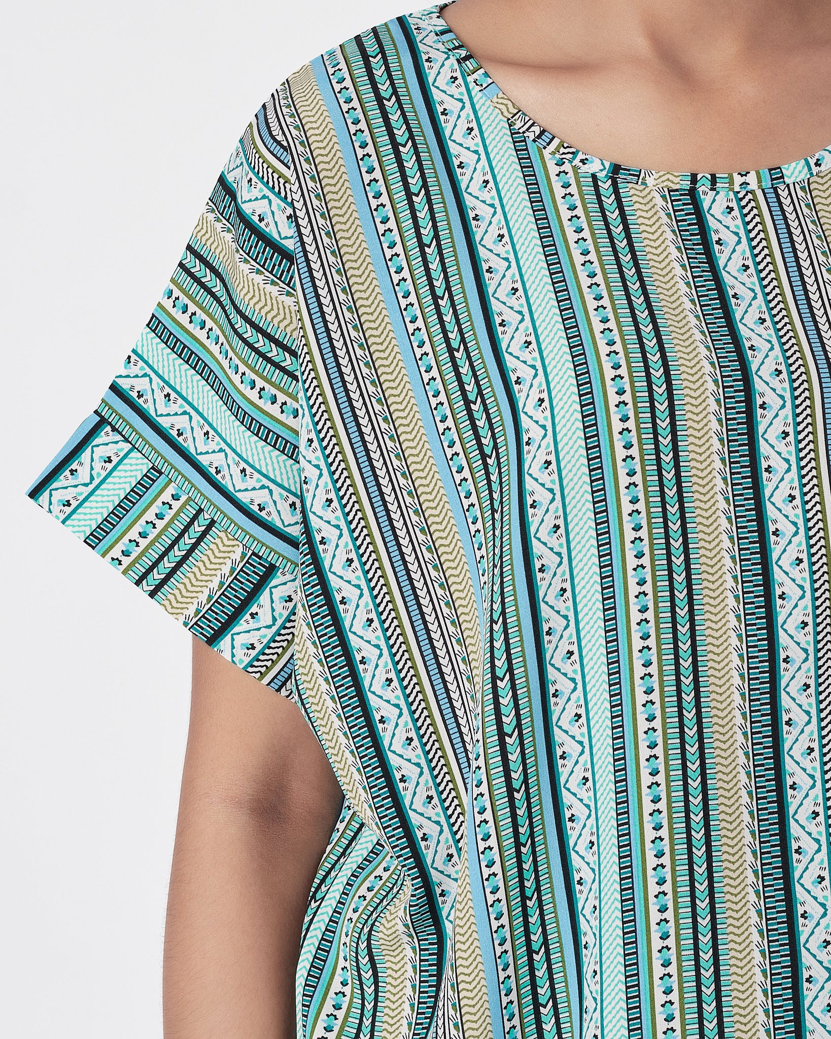 Striped Over Printed Lady Shirts Short Sleeve 12.90