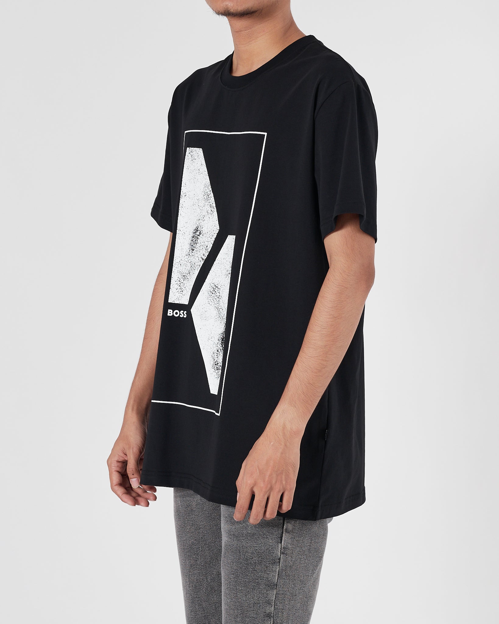HUG Logo Printed Men Black T-Shirt 14.90