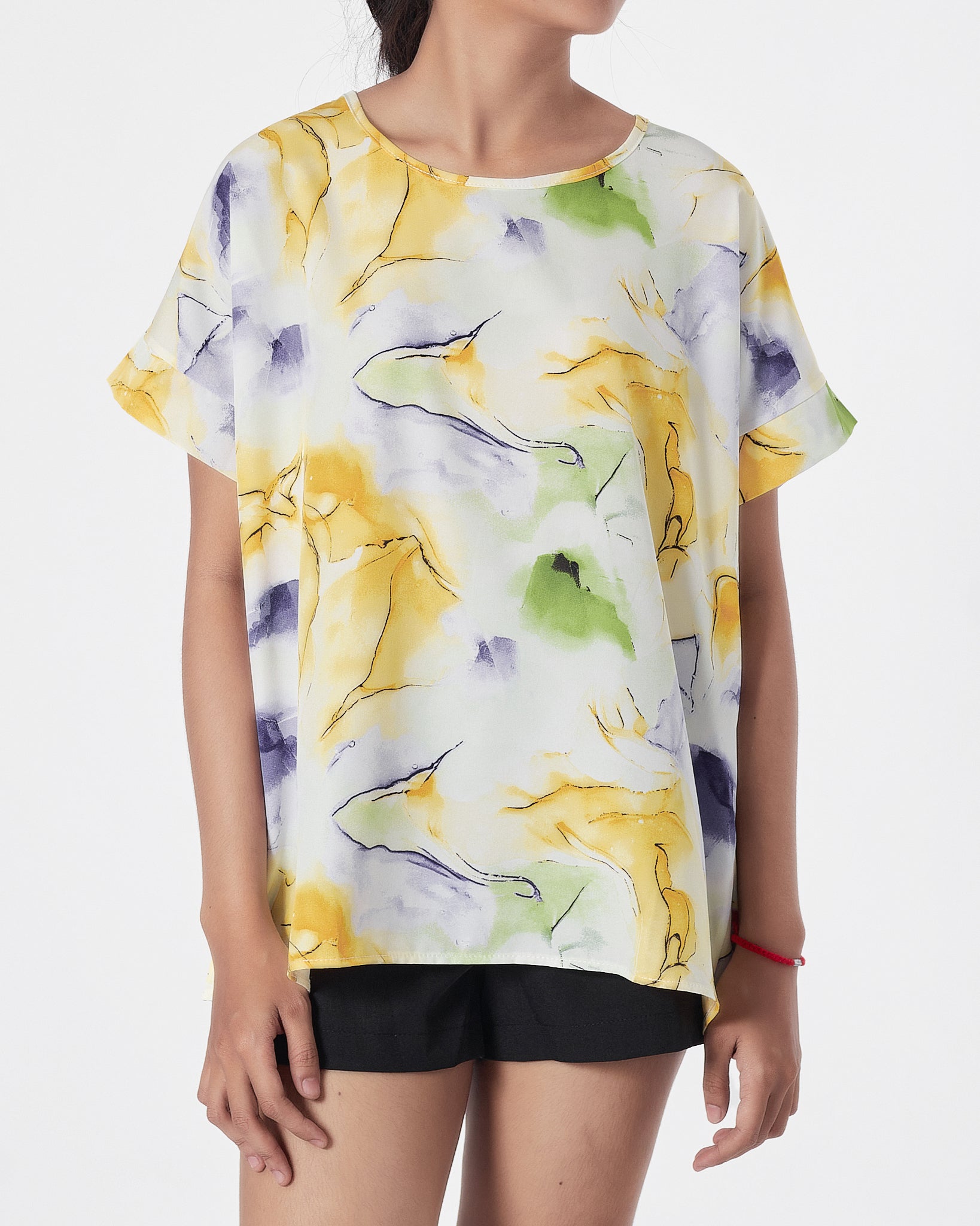 Floral Over Printed Lady Shirts Short Sleeve 12.90