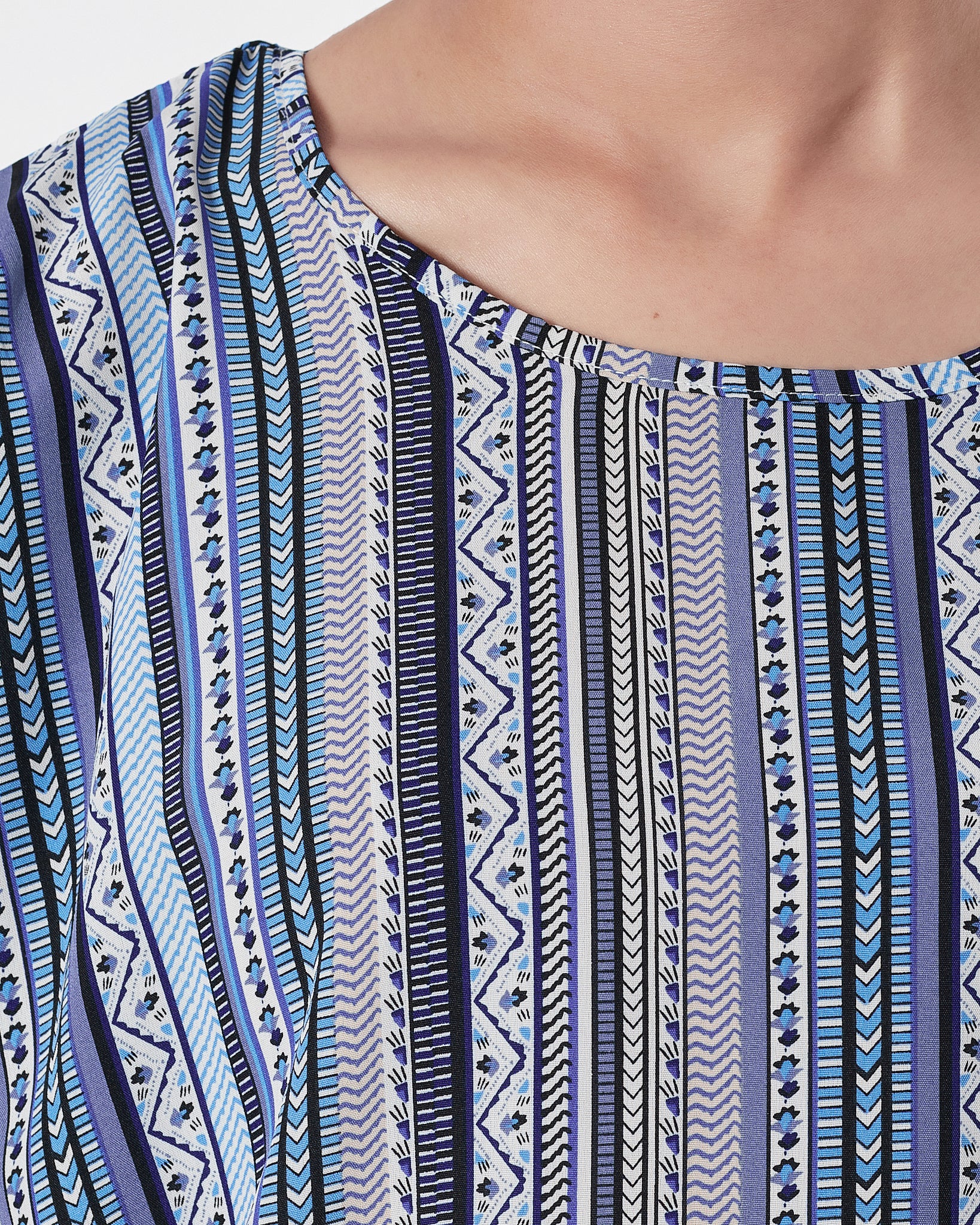 Striped Over Printed Lady Shirts Short Sleeve 12.90